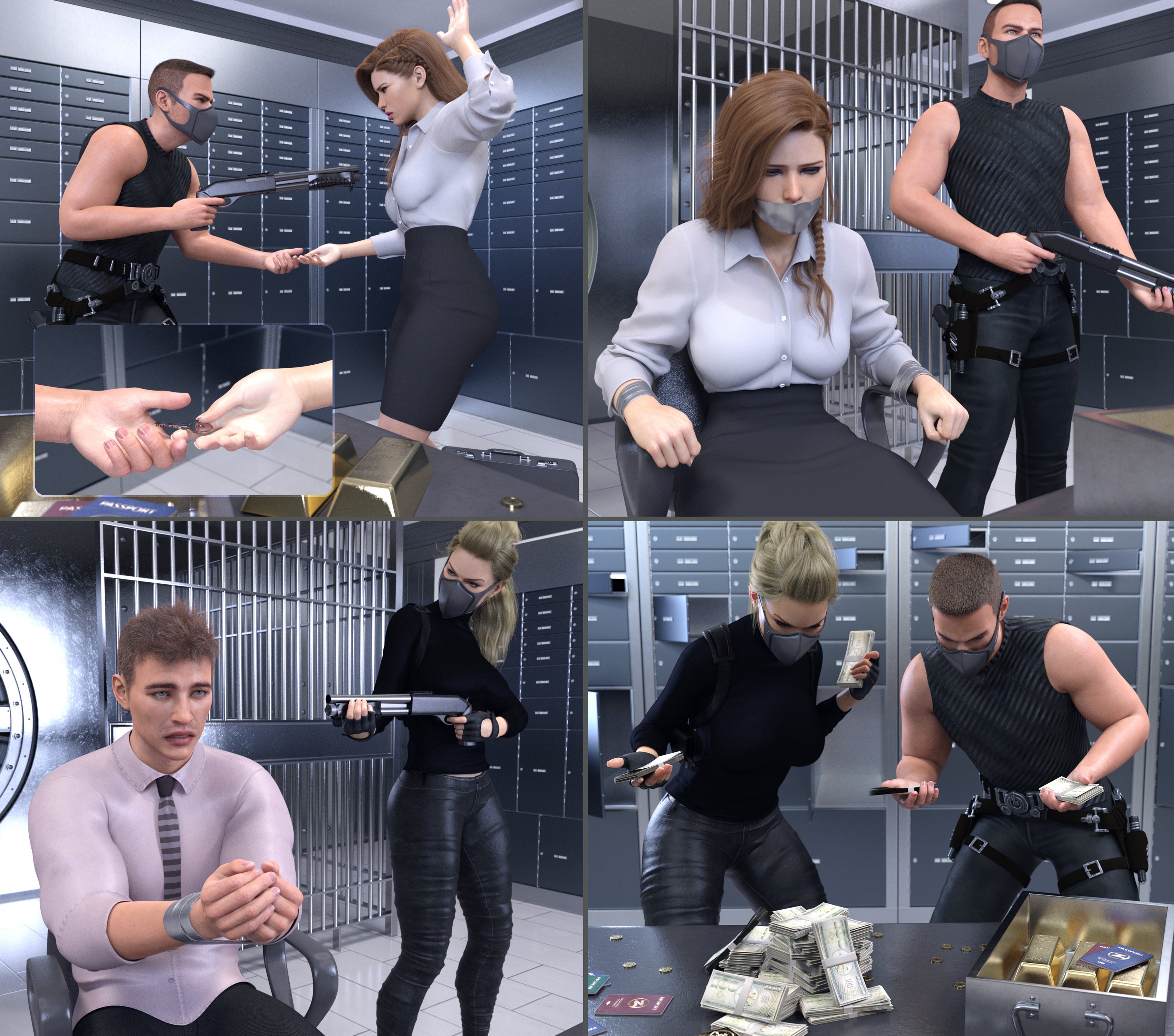 Z Bank Vault Robbery and Poses Z Bank Vault Robbery and Poses by: Zeddicuss, 3D Models by Daz 3D