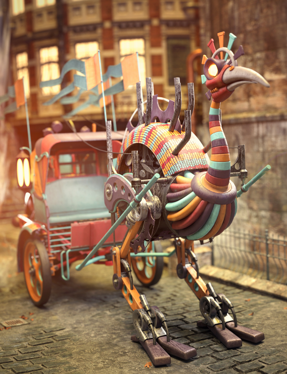Steam & Punk Textures for the Steampunk Ostrich and Carriage by: ForbiddenWhispers, 3D Models by Daz 3D