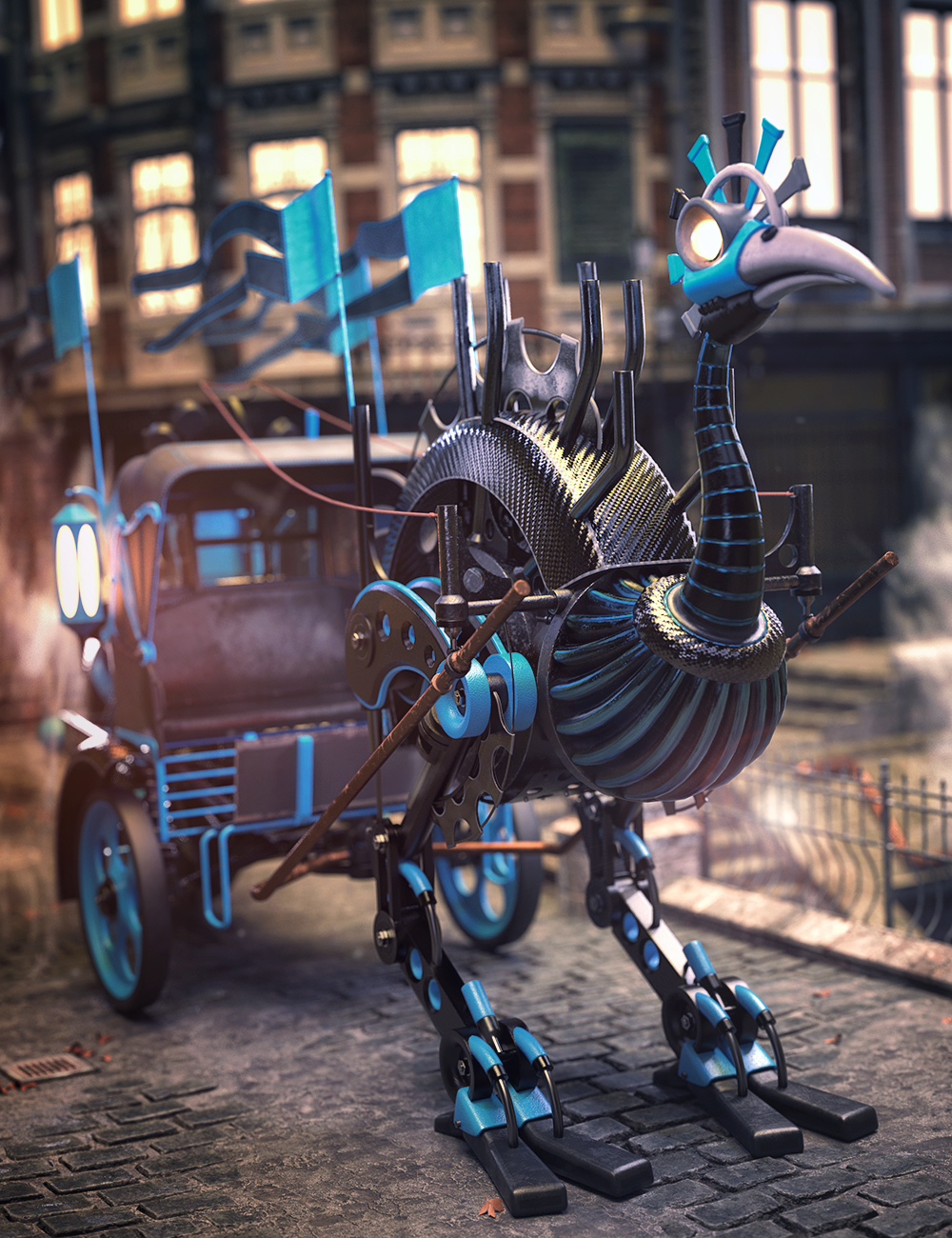 Steam & Punk Textures for the Steampunk Ostrich and Carriage by: ForbiddenWhispers, 3D Models by Daz 3D