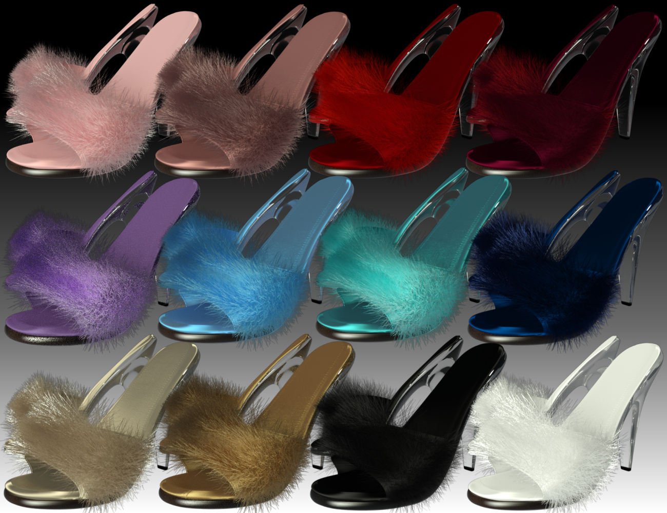 Mandie Satin Slippers for Genesis 8 Females by: WildDesigns, 3D Models by Daz 3D
