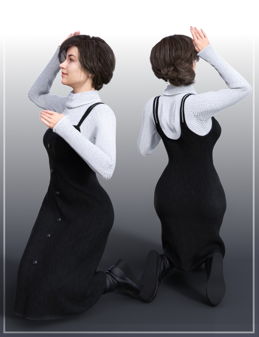 dForce Pinafore Dress for Genesis 8 Females by: tentman, 3D Models by Daz 3D