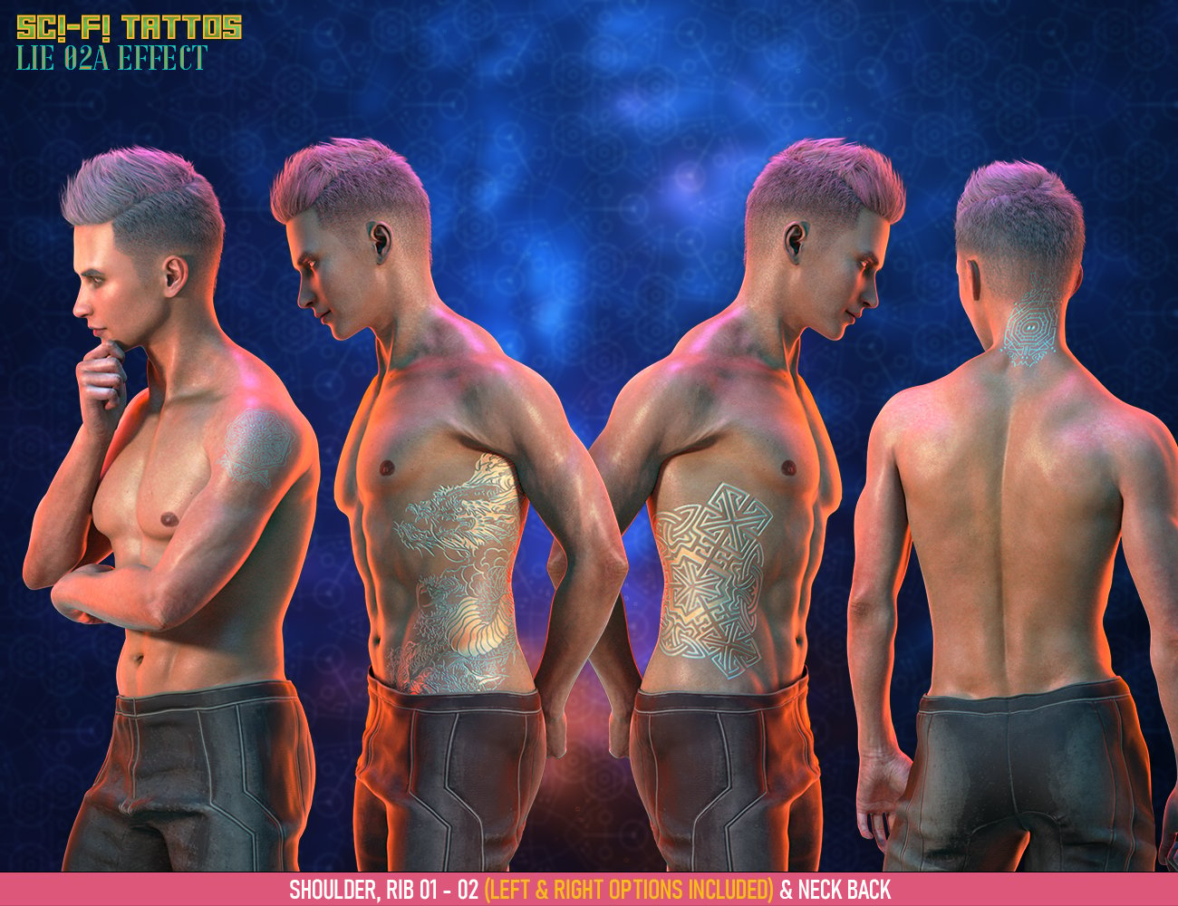SciFi Tattoos for Genesis 8 Males by: FenixPhoenixEsid, 3D Models by Daz 3D