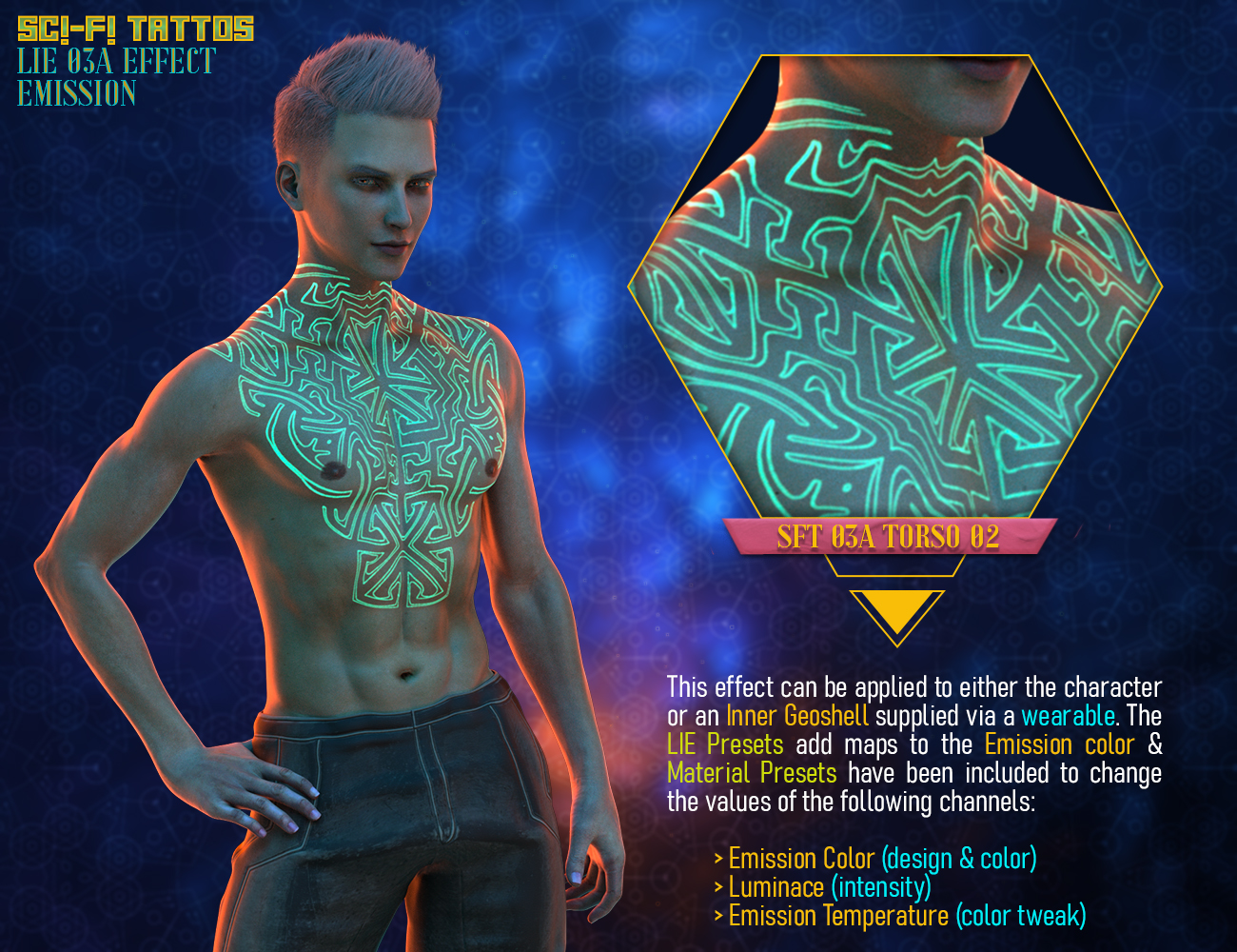 SciFi Tattoos for Genesis 8 Males by: FenixPhoenixEsid, 3D Models by Daz 3D