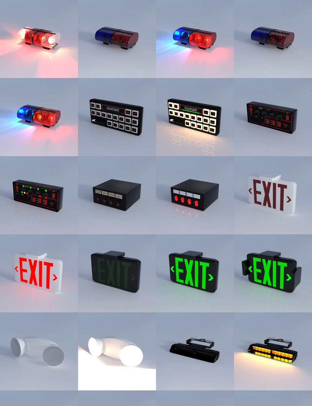 Emergency Lights Galore by: SirArtist, 3D Models by Daz 3D