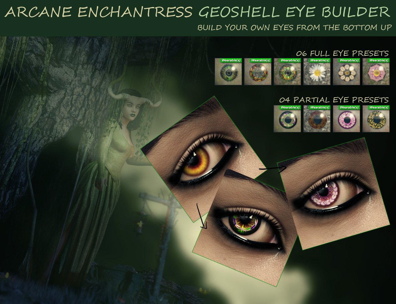 Arcane Enchantress Geoshell Eye Builder For Genesis 8 Female Arcane Enchantress Geoshell Eye Builder For Genesis 8 Female by: ForbiddenWhispers, 3D Models by Daz 3D