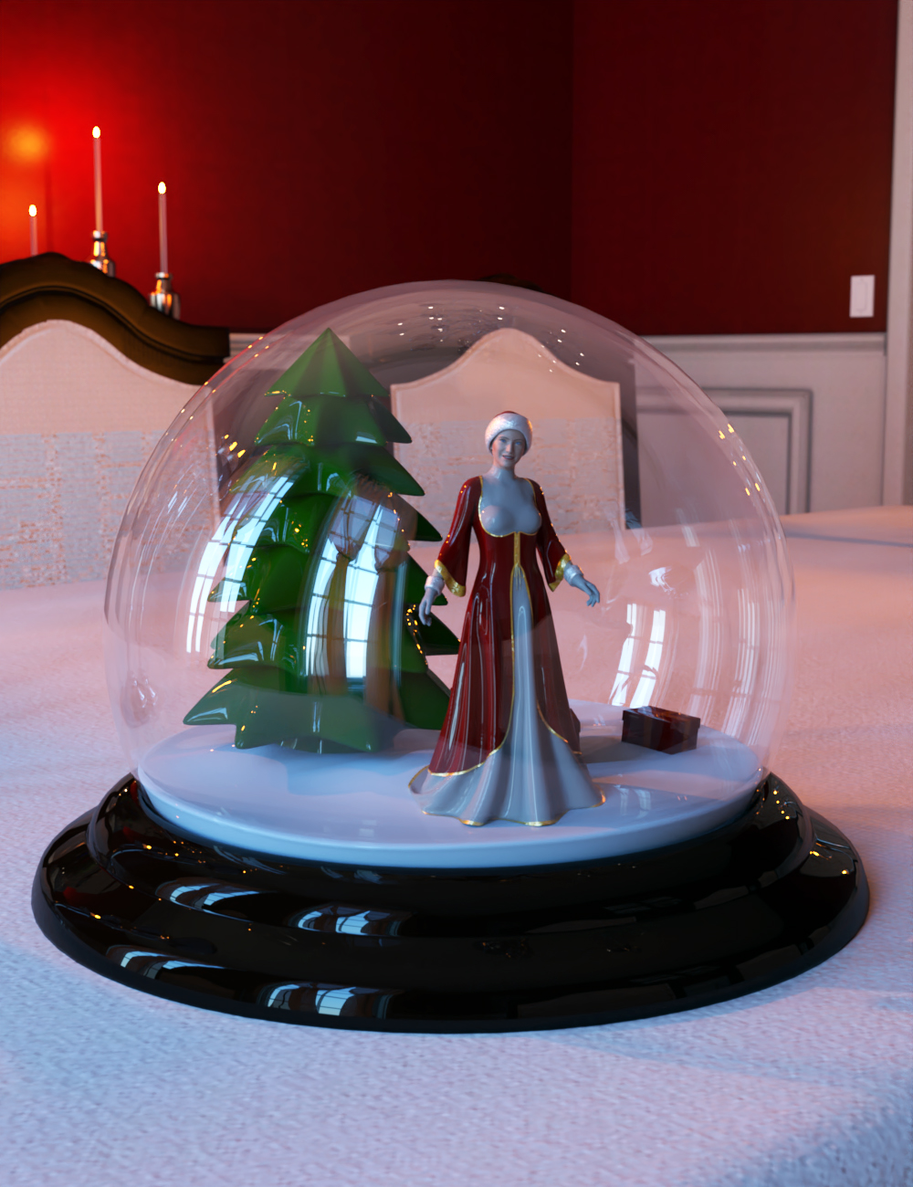 Christmas Snow Globe and Poses for Genesis 8 Female by: Quixotry, 3D Models by Daz 3D