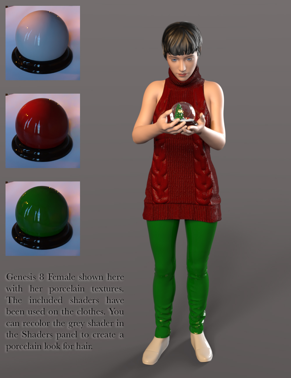 Christmas Snow Globe and Poses for Genesis 8 Female Christmas Snow Globe and Poses for Genesis 8 Female by: Quixotry, 3D Models by Daz 3D