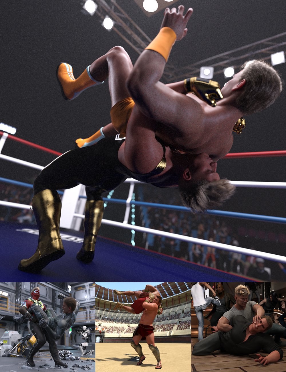 Fight Poses for Genesis 3 and 8 Male by: aurora, 3D Models by Daz 3D