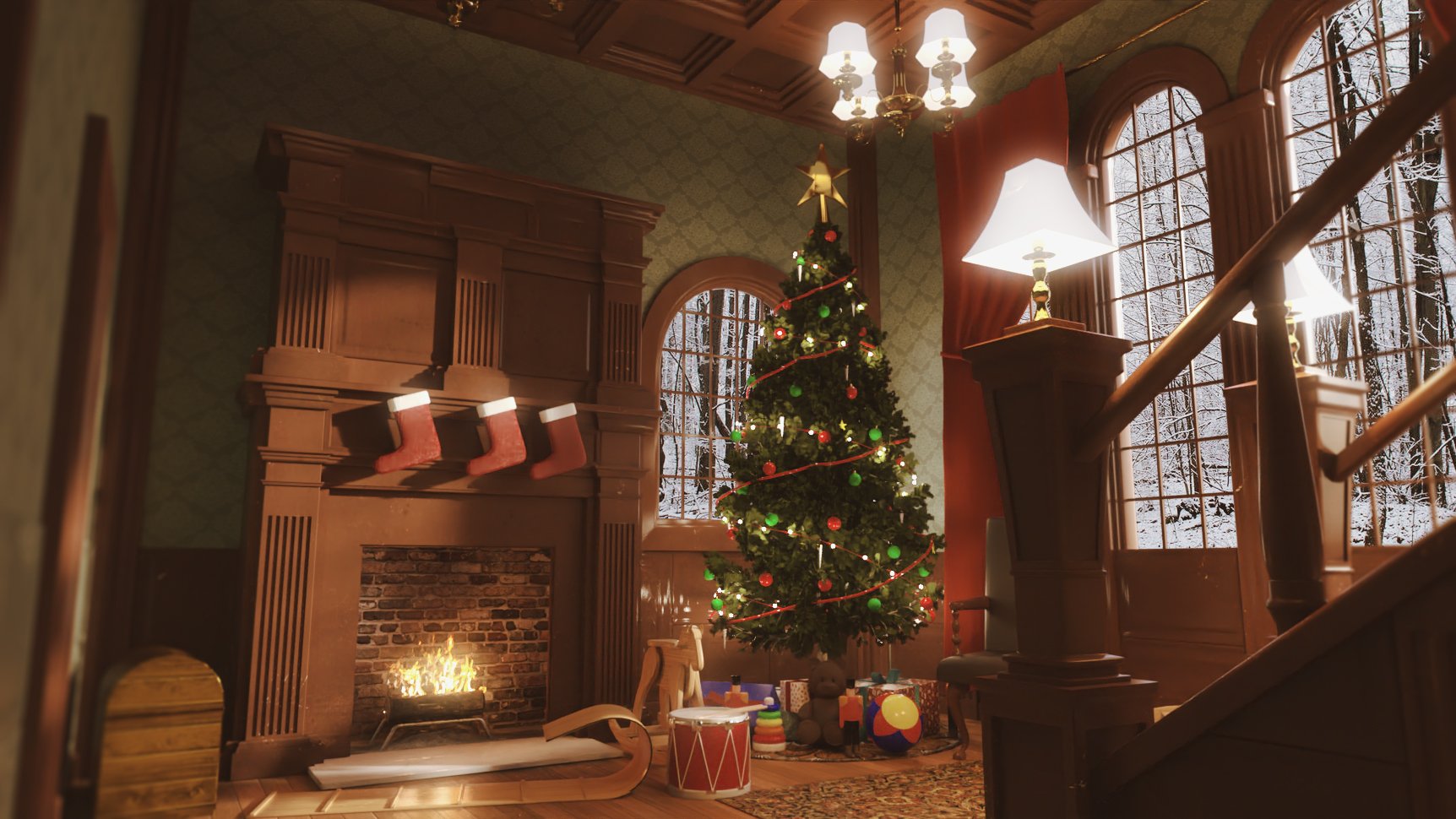 Christmas Room by: PerspectX, 3D Models by Daz 3D