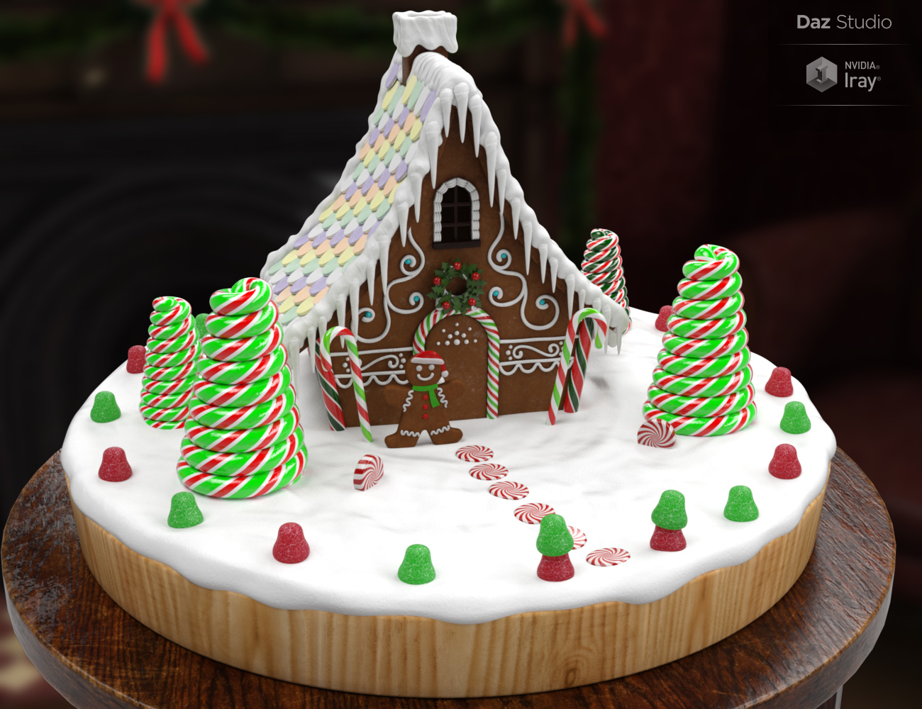 Gingerbread House Kit by: Wicked Creations, 3D Models by Daz 3D