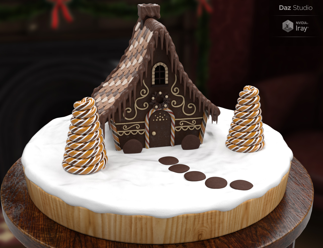 Gingerbread House Kit by: Wicked Creations, 3D Models by Daz 3D