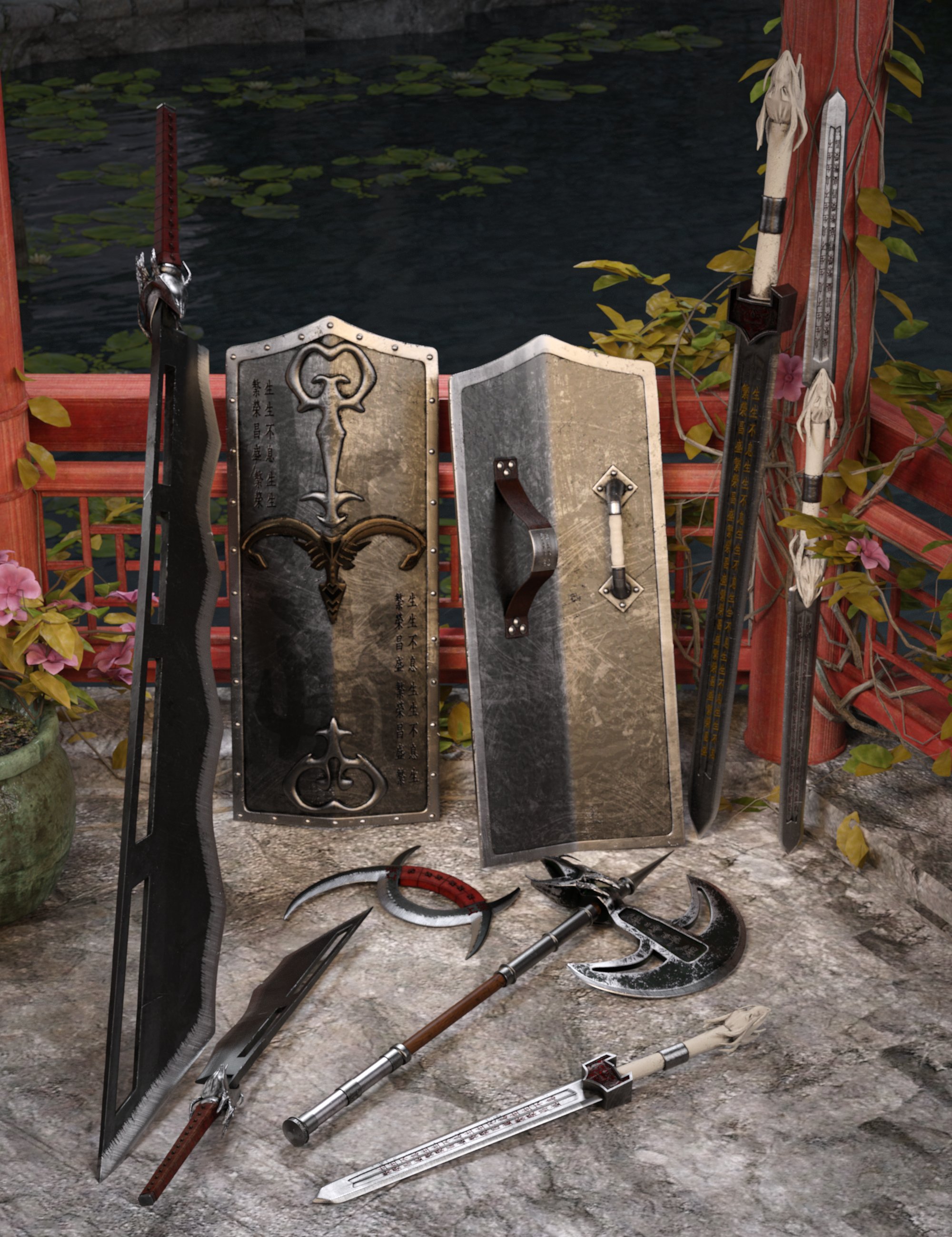 Hidden Warrior Weapons Collection by: Britech, 3D Models by Daz 3D
