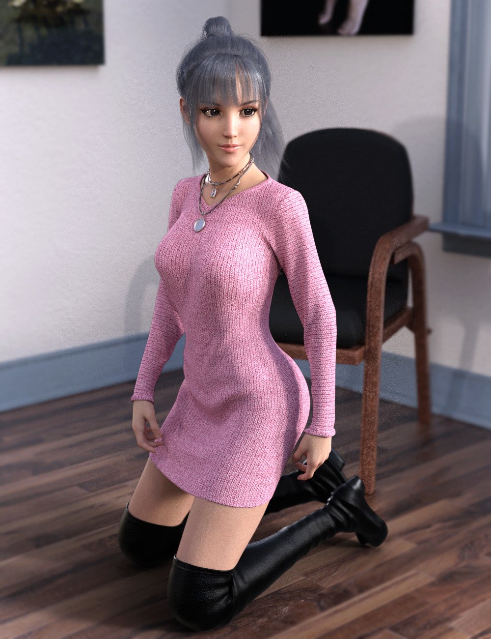 dForce Knit One Piece Outfit for Genesis 8 Females by: tentman, 3D Models by Daz 3D