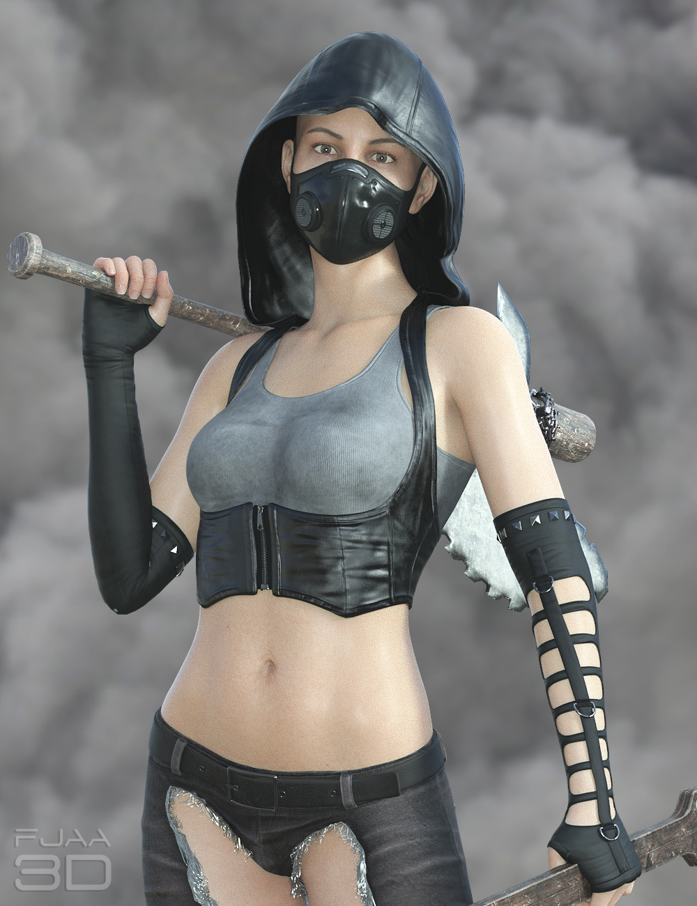 dForce Post Apocalyptic Outfit for Genesis 8 Females by: fjaa3d, 3D Models by Daz 3D