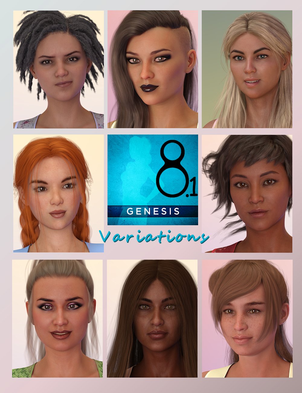 Variations for Genesis 8.1 Female by: Aquarius, 3D Models by Daz 3D