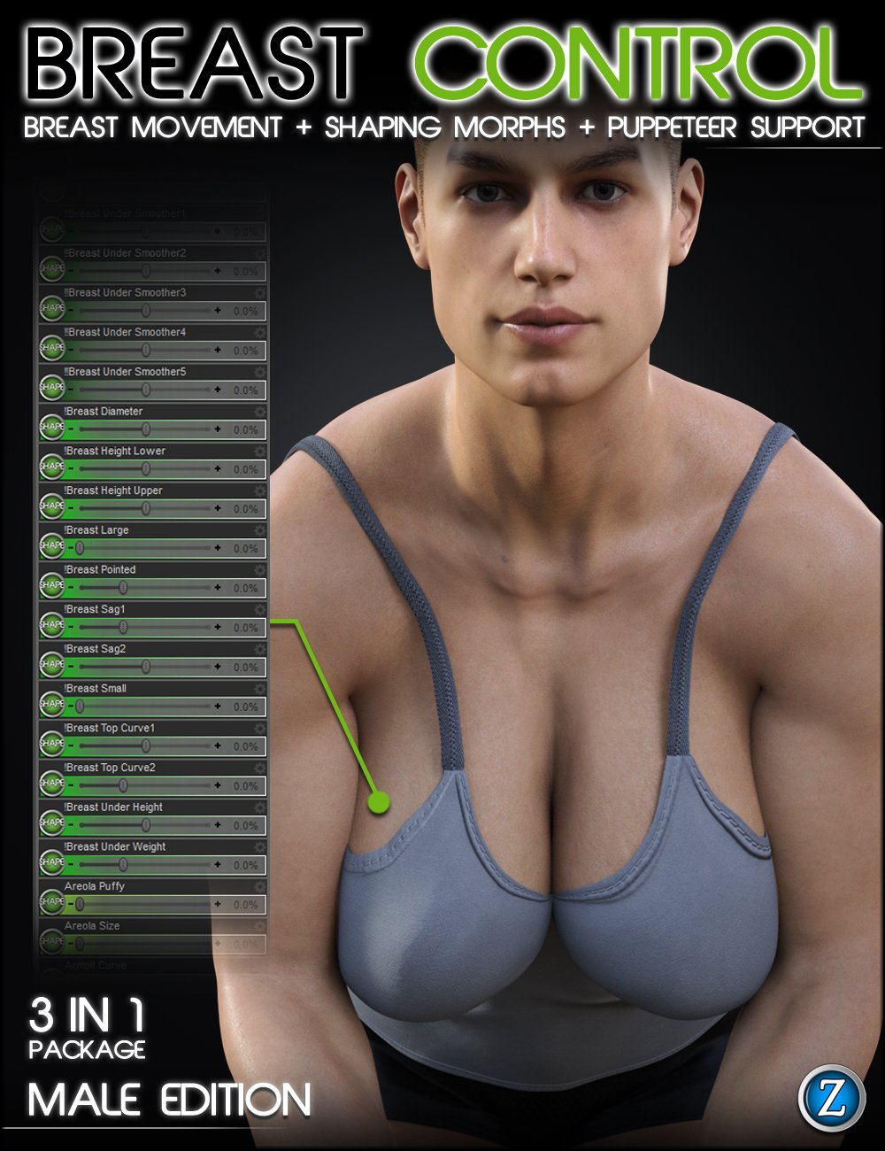 Breast Control for Genesis 3 and 8 Males by: Zev0, 3D Models by Daz 3D