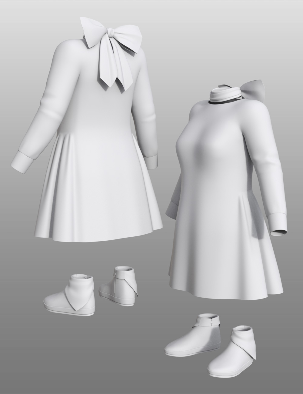 dForce Petite Style Dress and Scarf Set for Genesis 8 Females by: elleque, 3D Models by Daz 3D