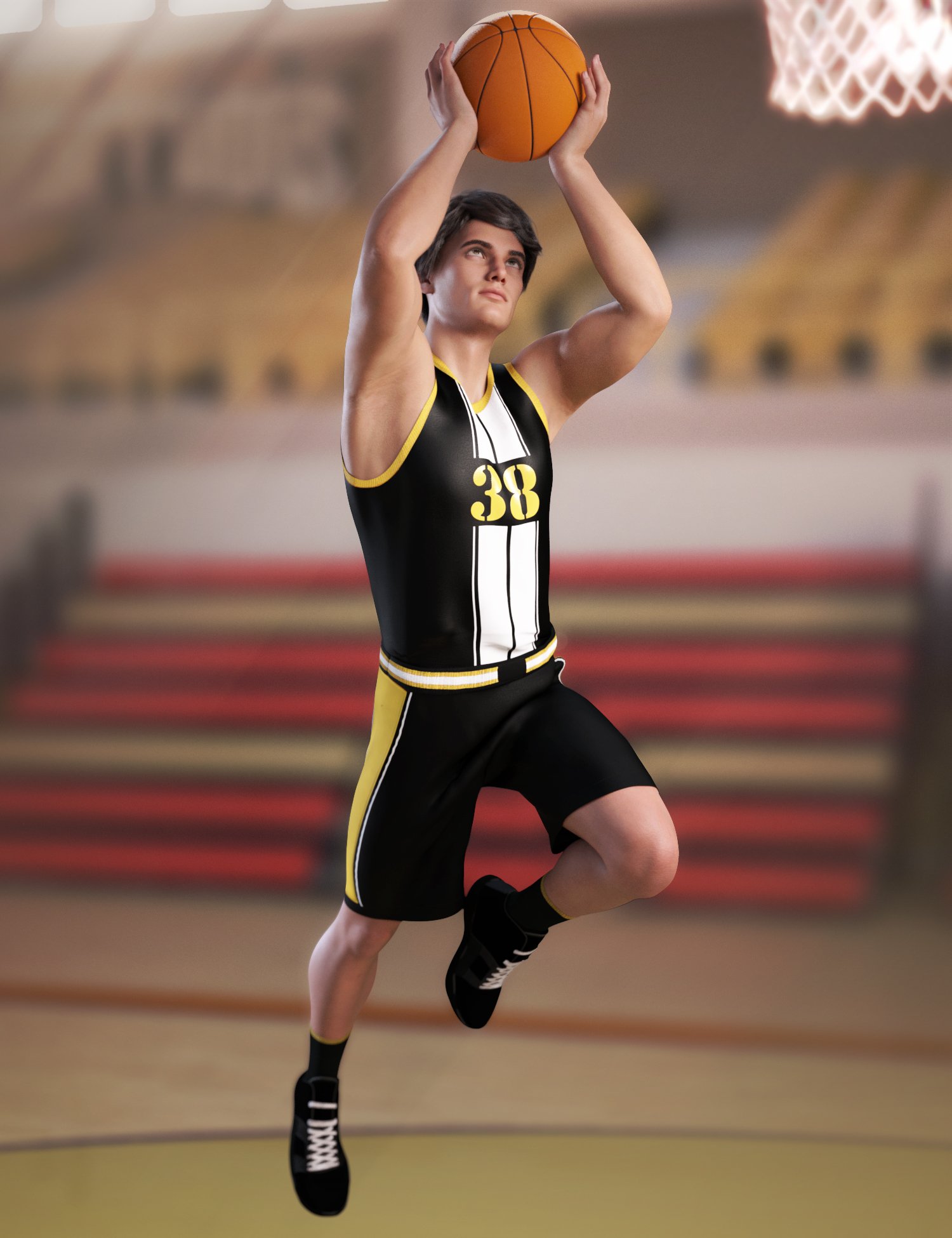 dForce Basketball Uniform Outfit for Genesis 8.1 Males by: NikisatezShox-Design, 3D Models by Daz 3D