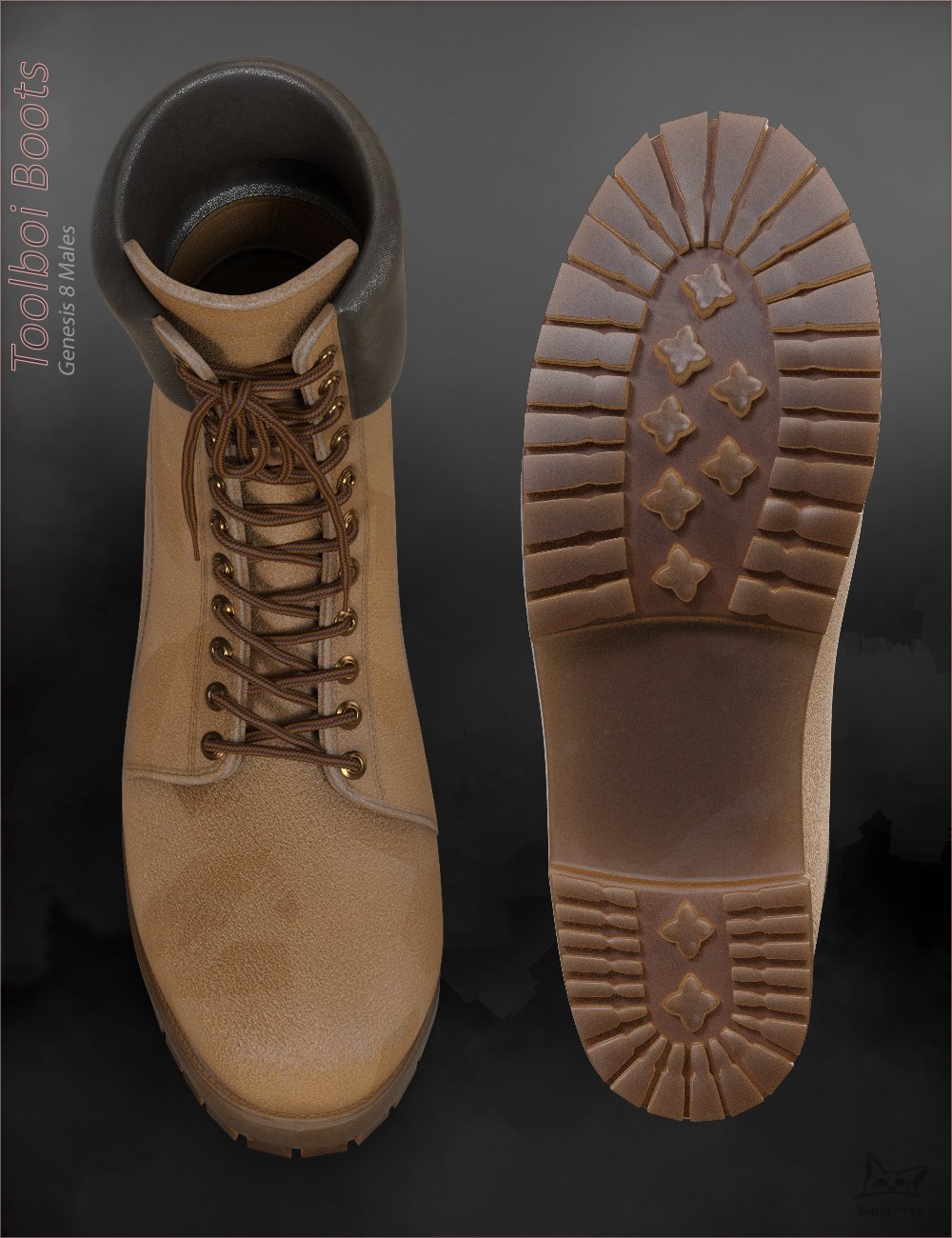Toolboi Boots for Genesis 8 Males by: BadKitteh Co, 3D Models by Daz 3D