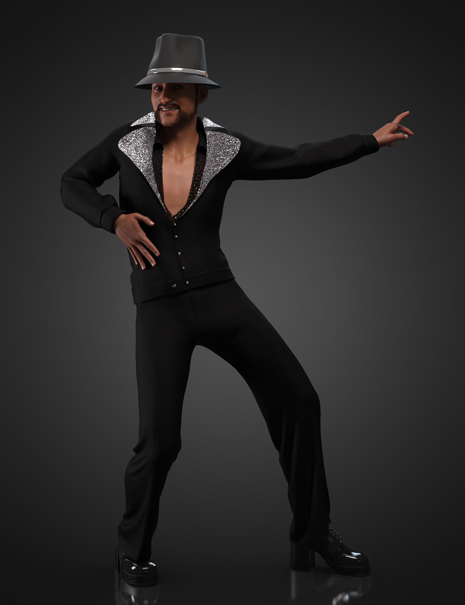 dForce Disco Boogie Outfit for Genesis 8 Males by: Barbara Brundon3D-GHDesignSade, 3D Models by Daz 3D