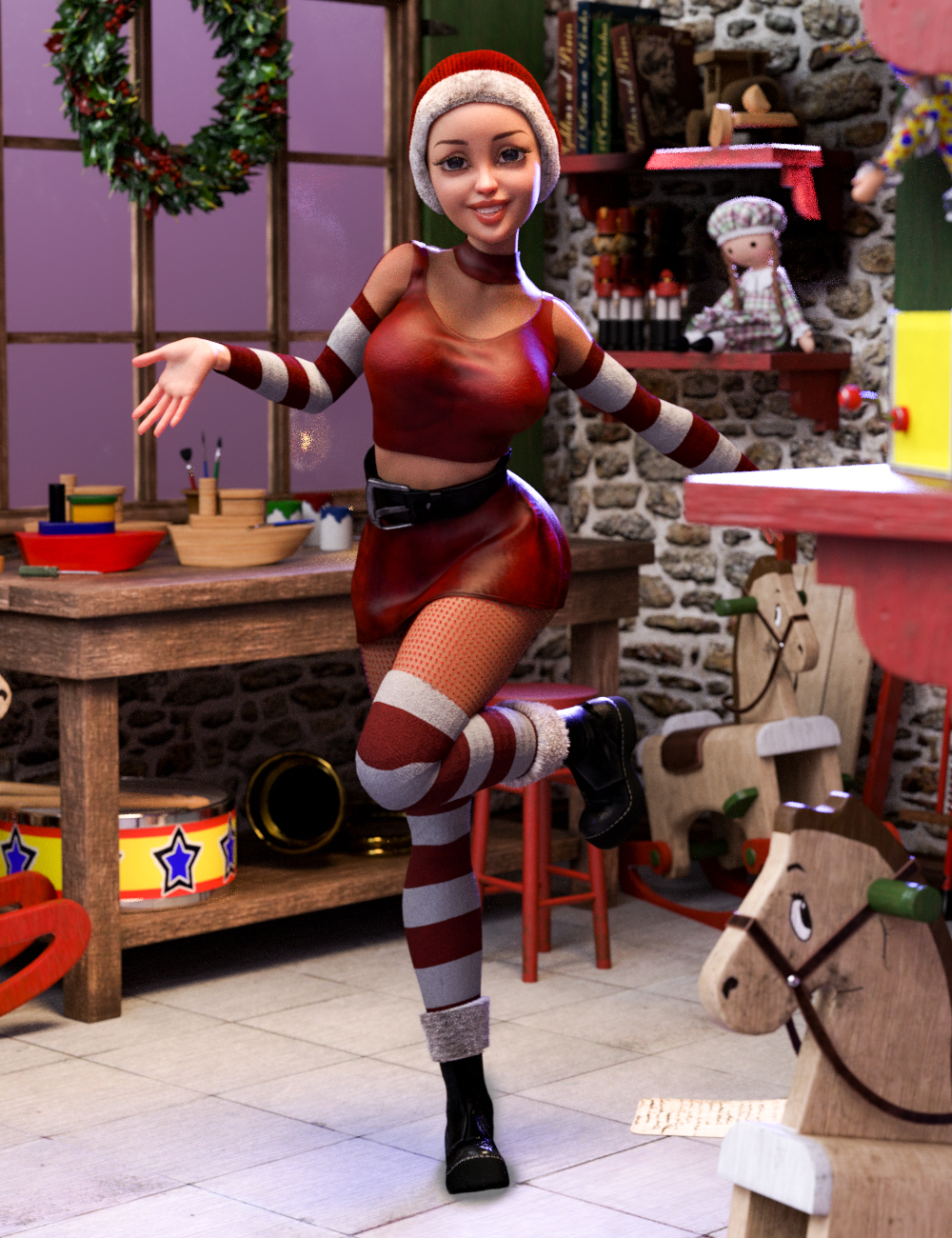 Santa's Helper Outfit for Genesis 8 Females by: Matari3D, 3D Models by Daz 3D