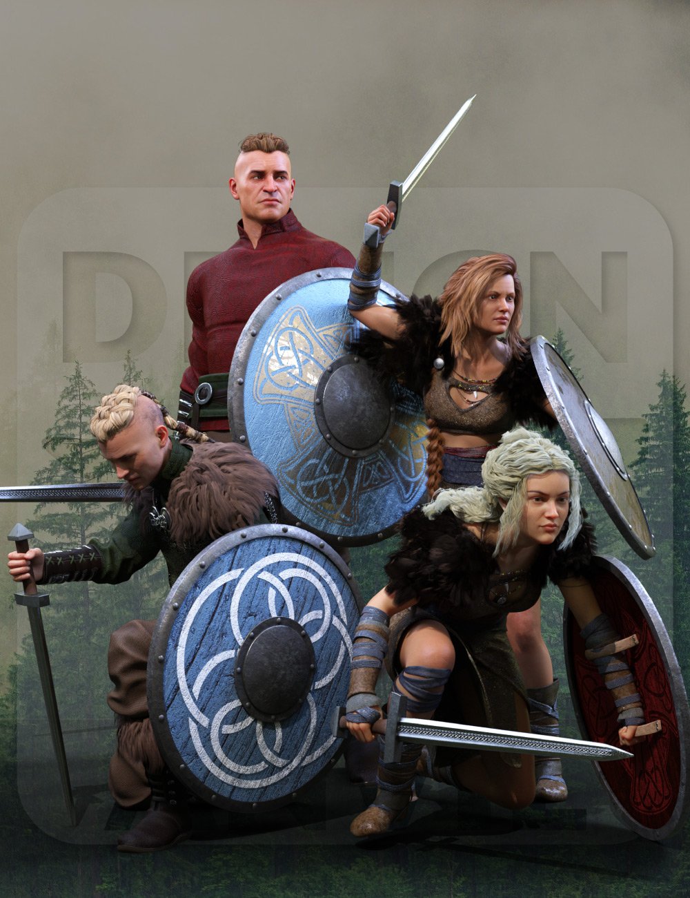 DA Sword and Shield Poses for Genesis 8 by: Design Anvil, 3D Models by Daz 3D