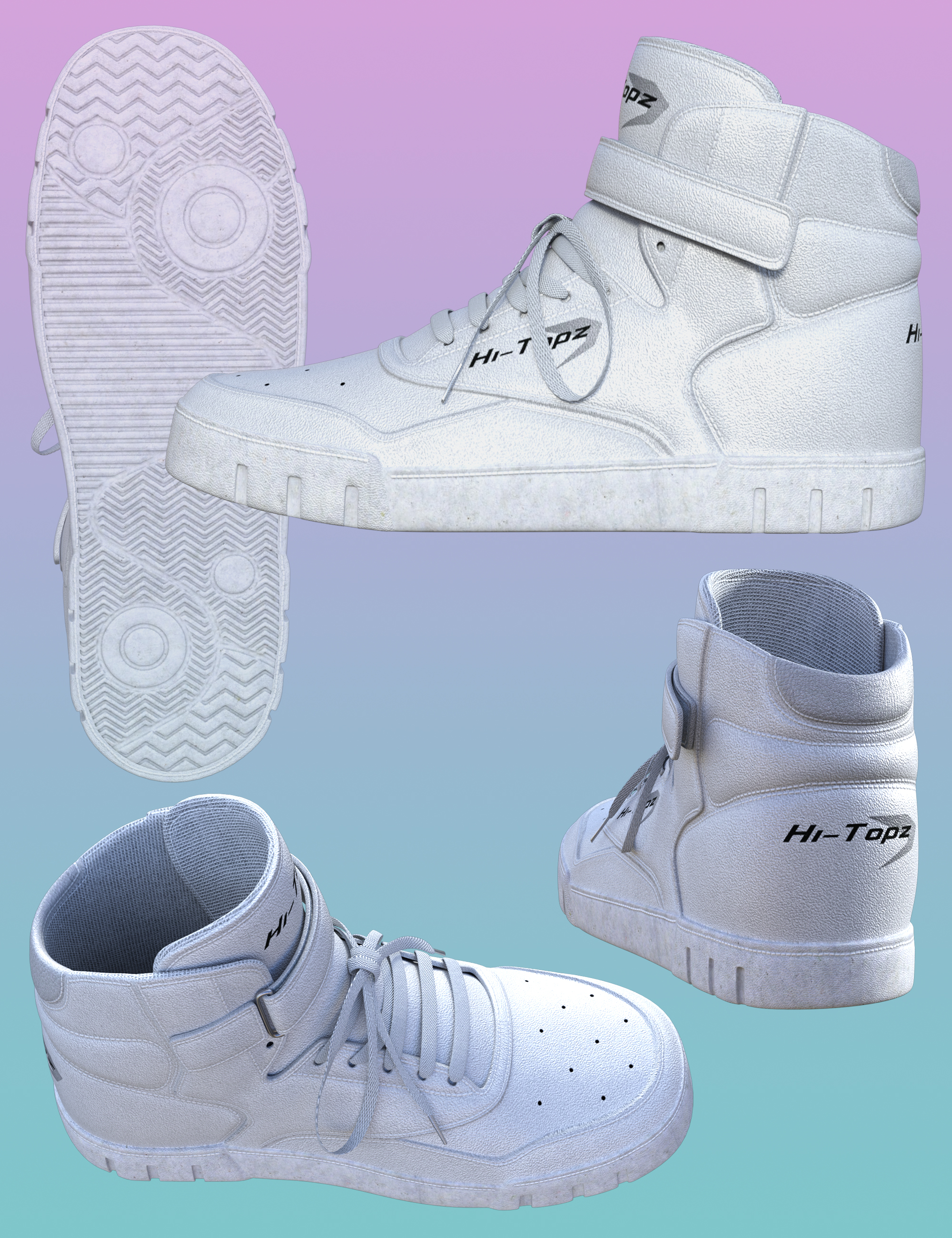 Hi-Topz Sneakers for Genesis 8 Female by: Dogz, 3D Models by Daz 3D