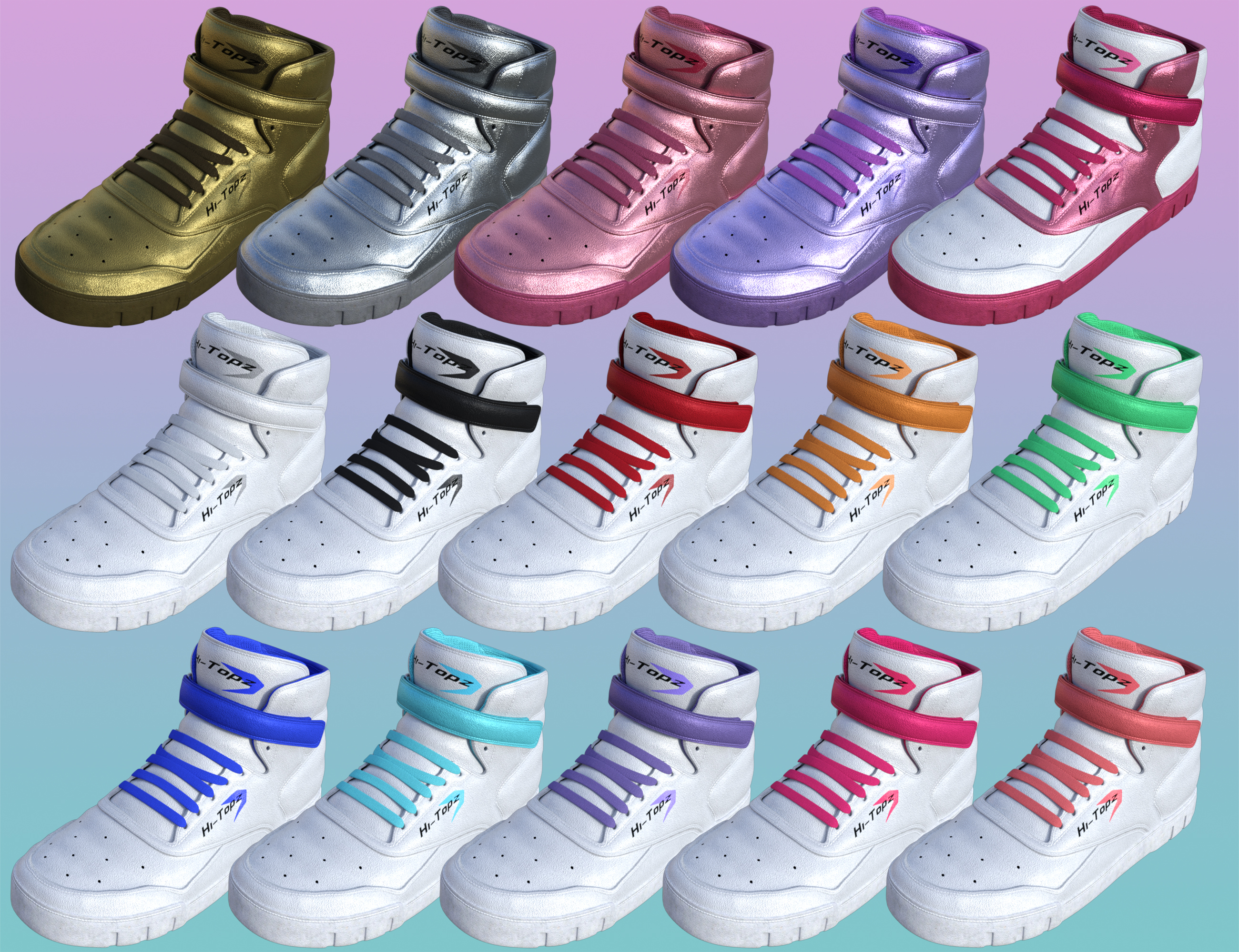 Hi-Topz Sneakers for Genesis 8 Female Hi-Topz Sneakers for Genesis 8 Female by: Dogz, 3D Models by Daz 3D