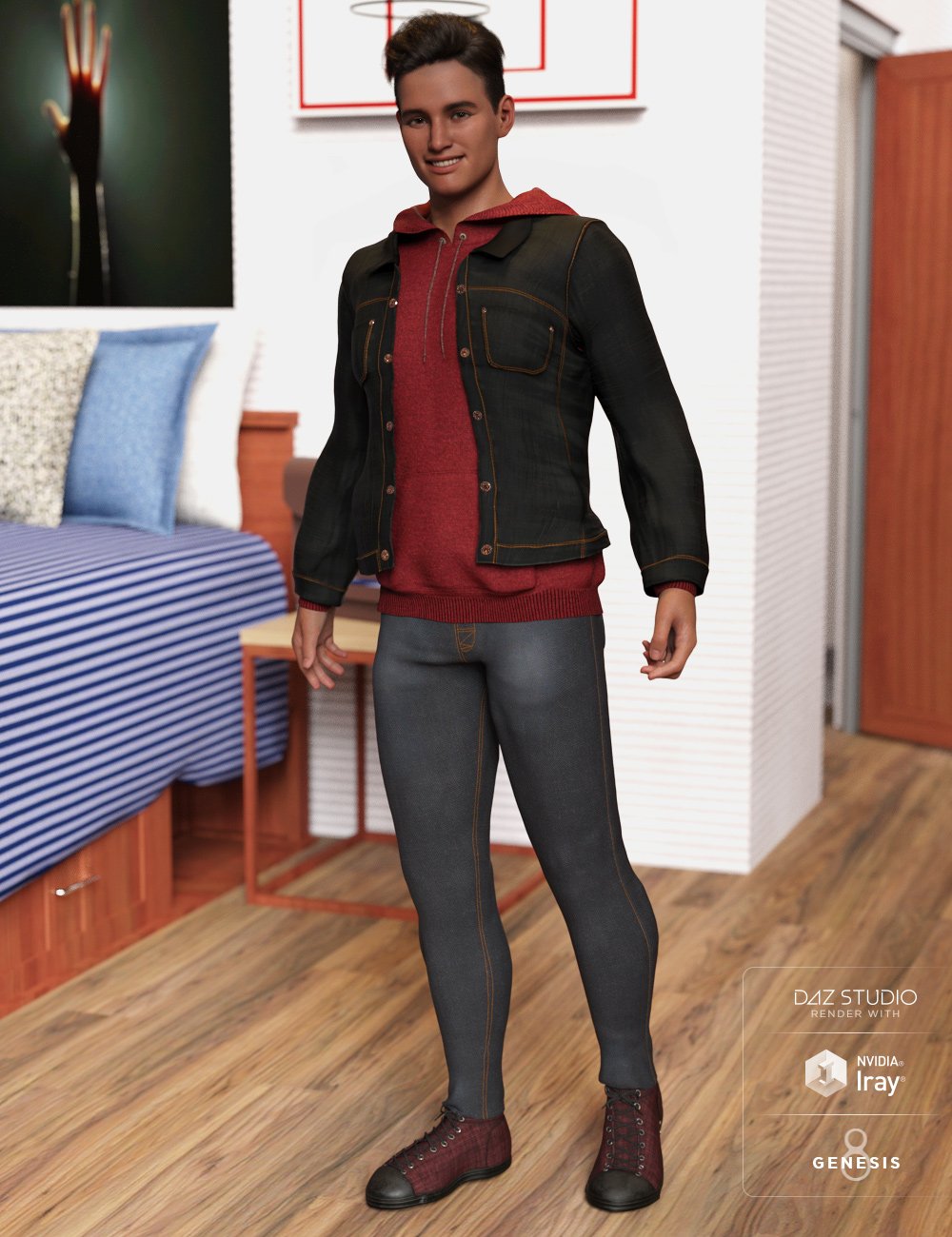 dForce Fall Vibes Outfit for Genesis 8 and 8.1 Males by: Barbara BrundonUmblefuglyMoonscape GraphicsSade, 3D Models by Daz 3D