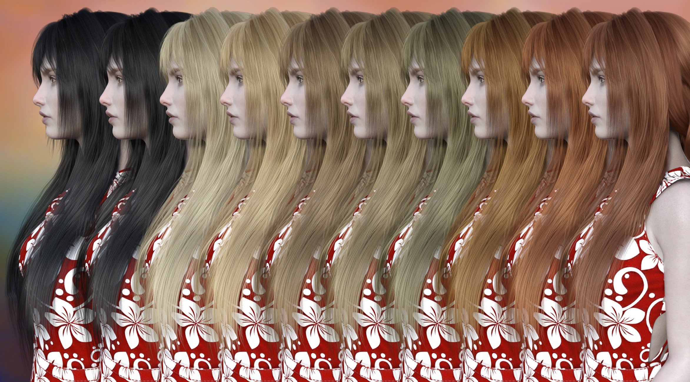 FE Long Hair Vol 01 for Genesis 8 Female by: FeSoul, 3D Models by Daz 3D