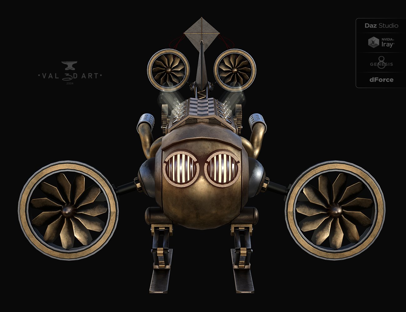 O-Bot Steampunk Robot by: Val3dart, 3D Models by Daz 3D