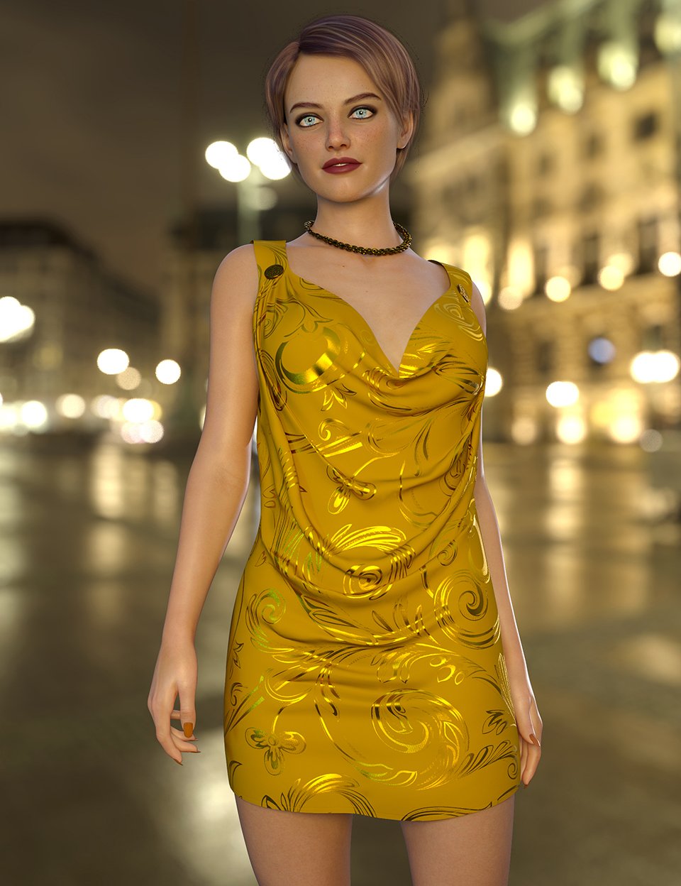 dForce Nicky Cowl Dress for Genesis 8 Females by: Nelmi, 3D Models by Daz 3D