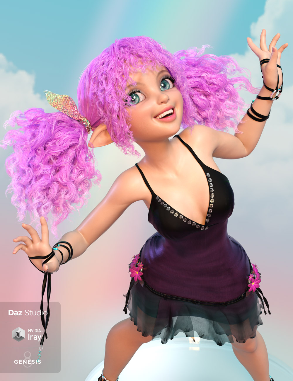 Rainboo Hair for Genesis 8 Females by: Lady Littlefox, 3D Models by Daz 3D