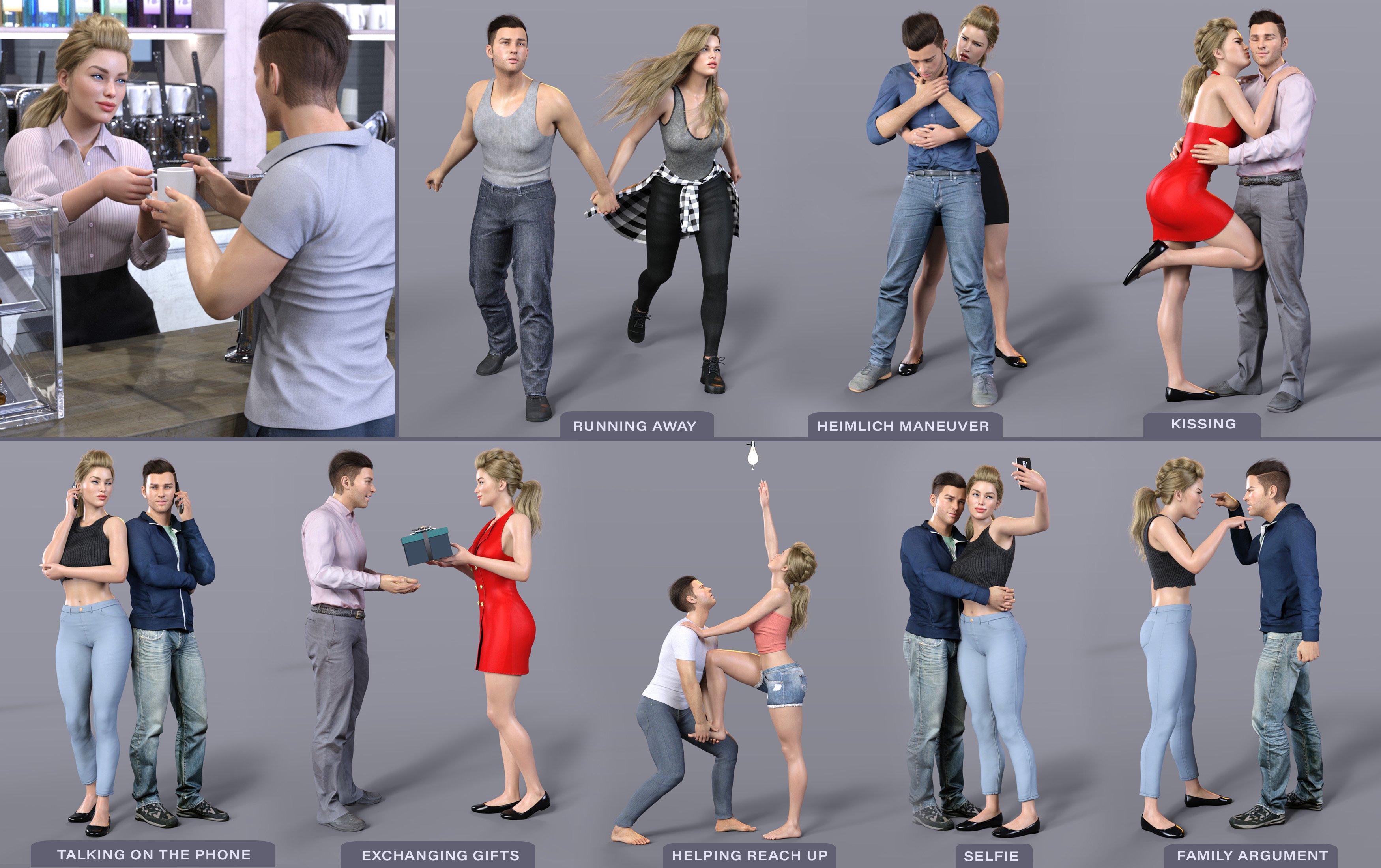 Z Everyday Couple Poses For Genesis 8 And 81 Daz 3d 