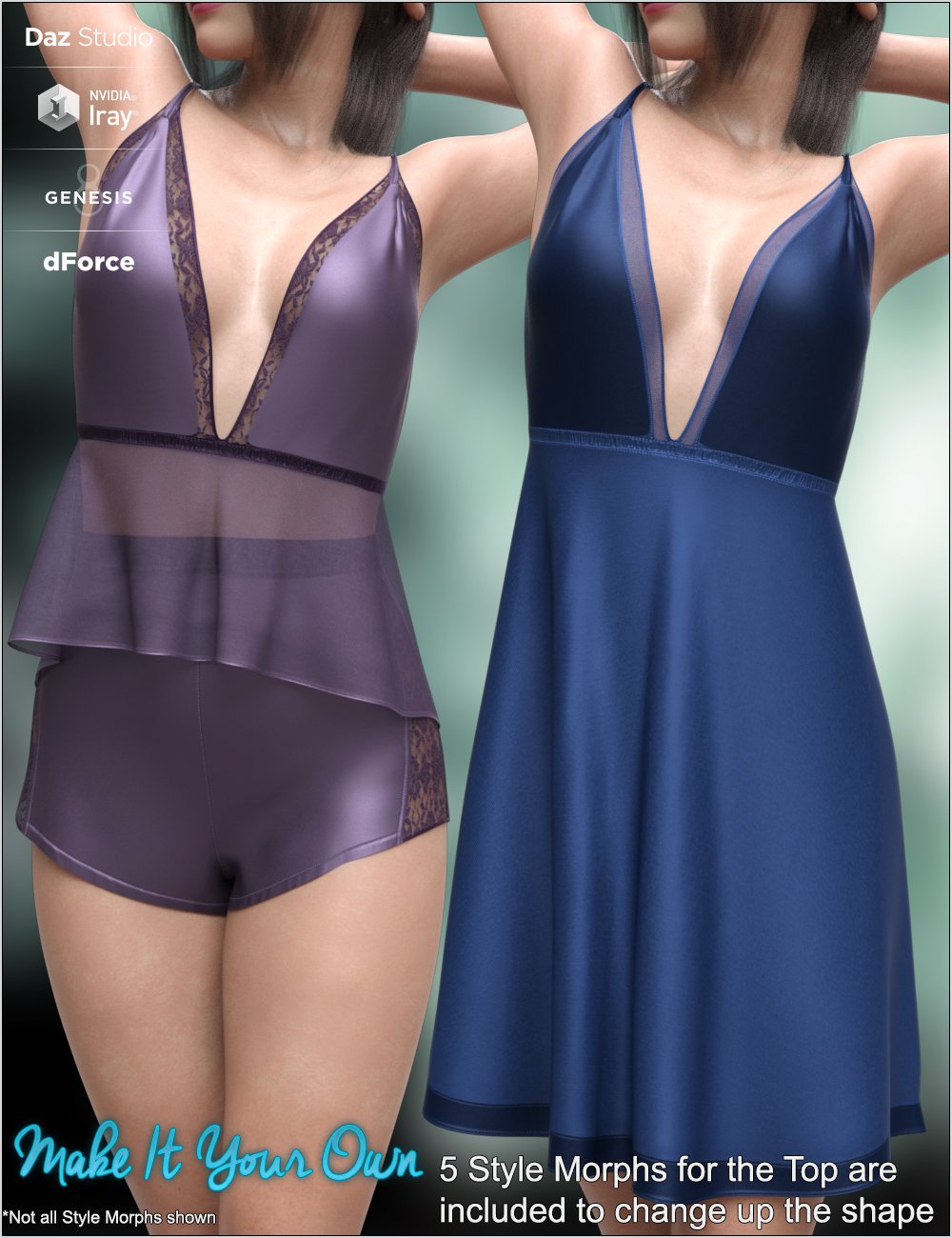 dForce Silky Nights 2 Outfit for Genesis 8 Females by: Nikisatez, 3D Models by Daz 3D