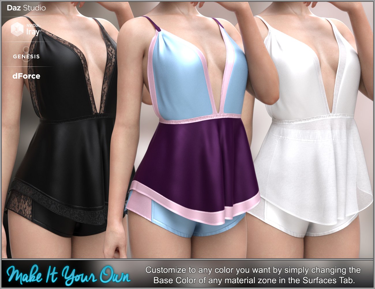dForce Silky Nights 2 Outfit for Genesis 8 Females dForce Silky Nights 2 Outfit for Genesis 8 Females by: Nikisatez, 3D Models by Daz 3D
