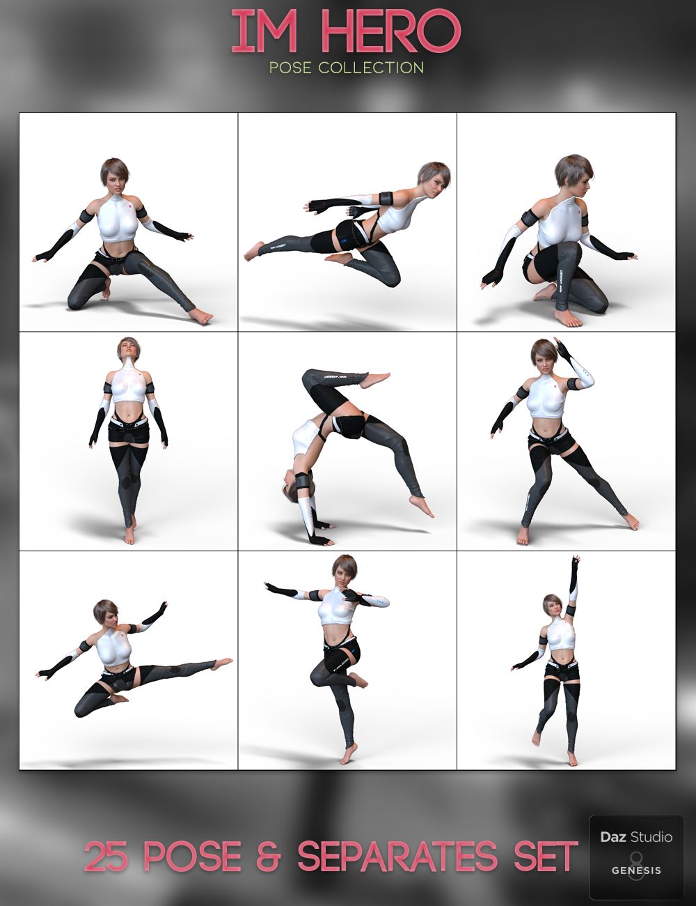 IM Hero Pose Collection IM Hero Pose Collection by: Paper TigerIronman, 3D Models by Daz 3D
