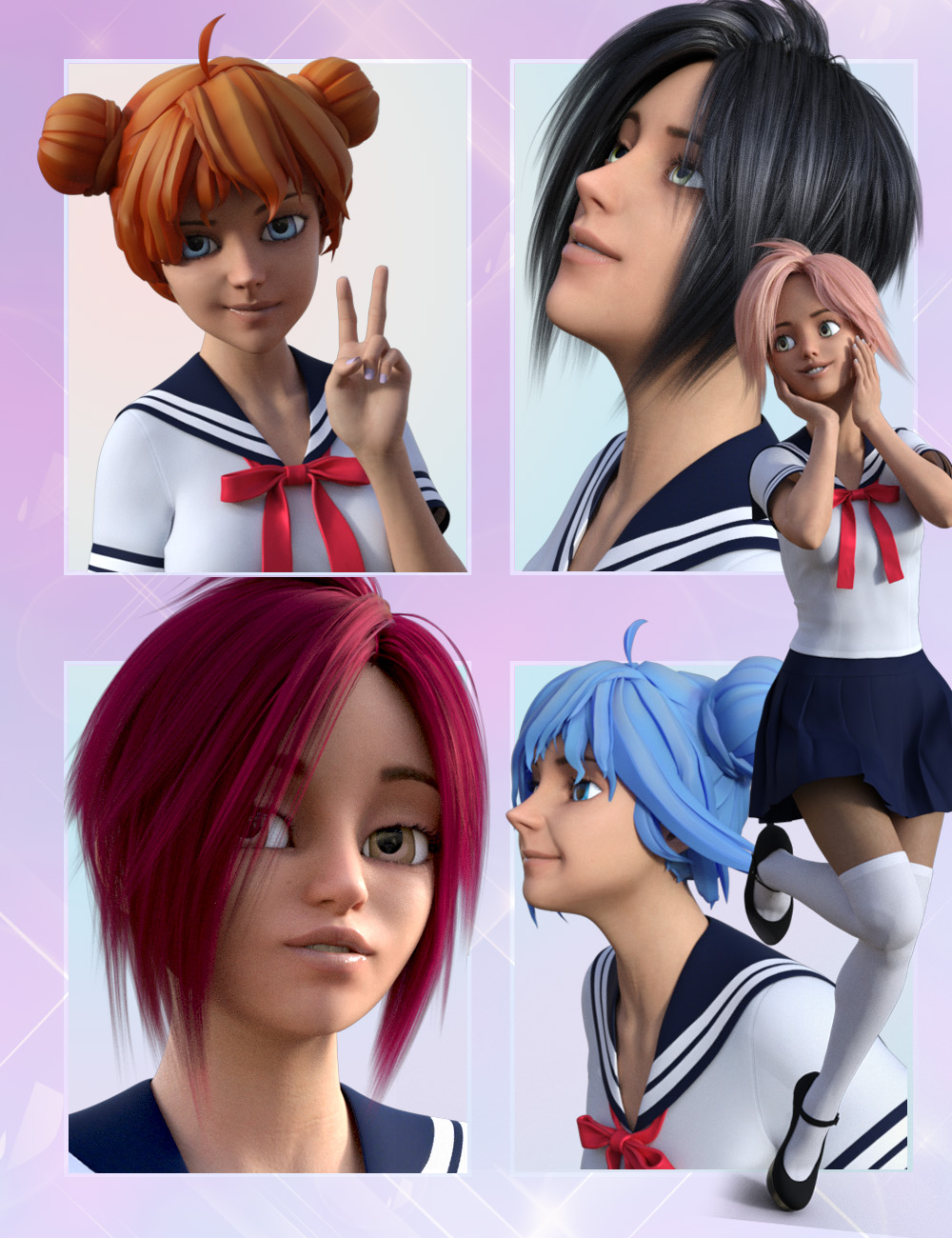 Anime Faces for Genesis 8 Female by: ThePenguin, 3D Models by Daz 3D