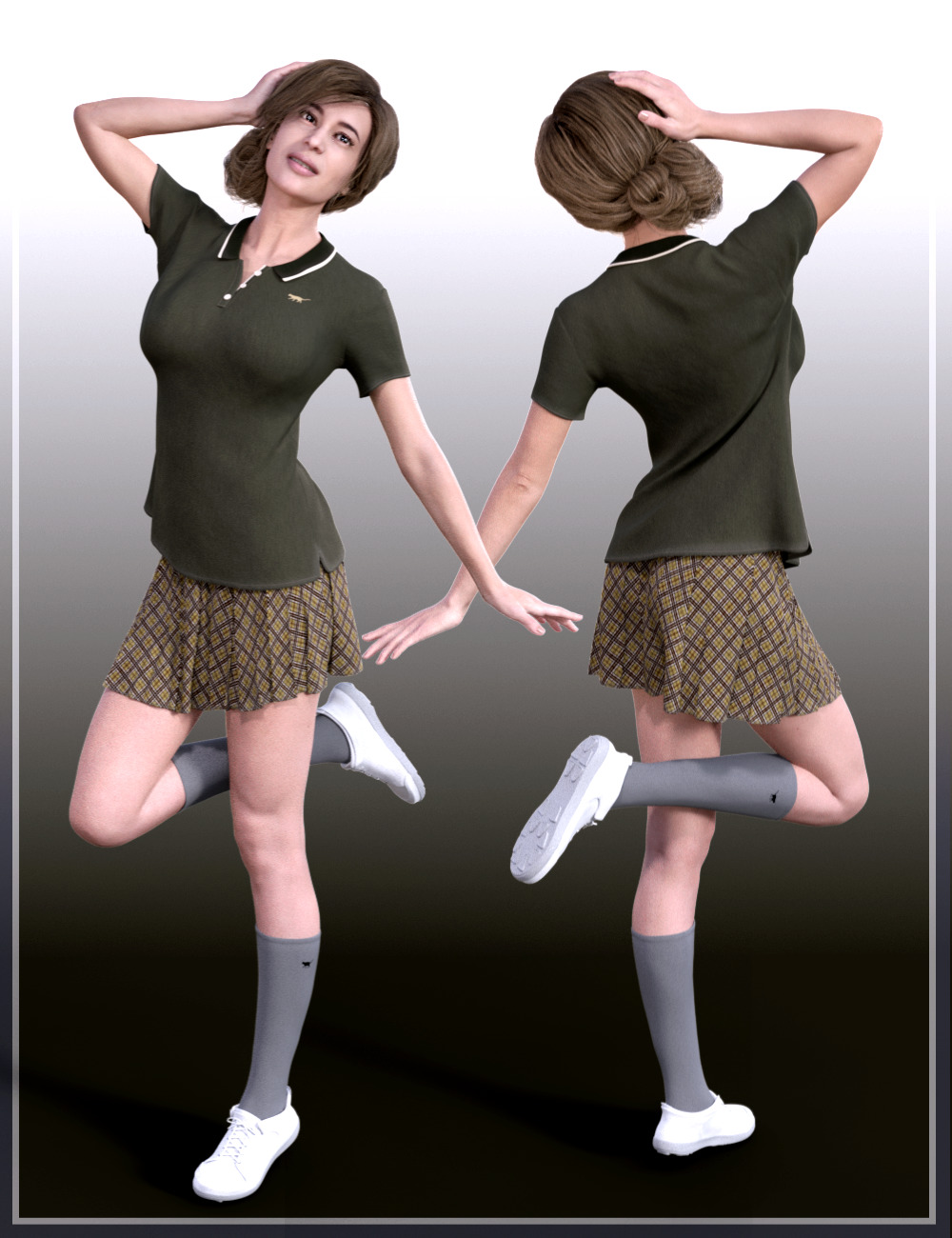 dForce Everyday Polo Style Outfit for Genesis8 Females by: tentman, 3D Models by Daz 3D