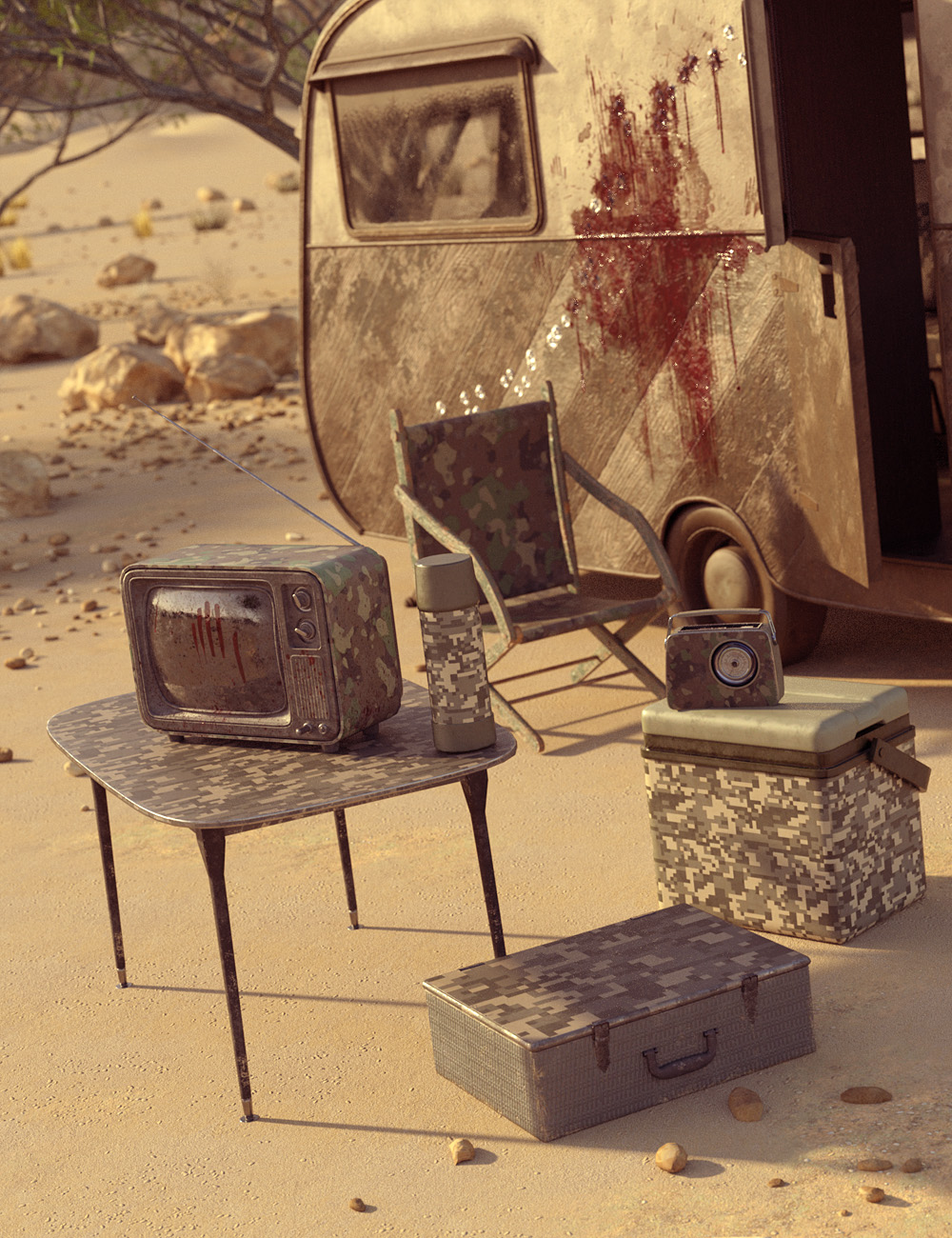 Dystopia for the Vintage Caravan and Props by: ForbiddenWhispers, 3D Models by Daz 3D