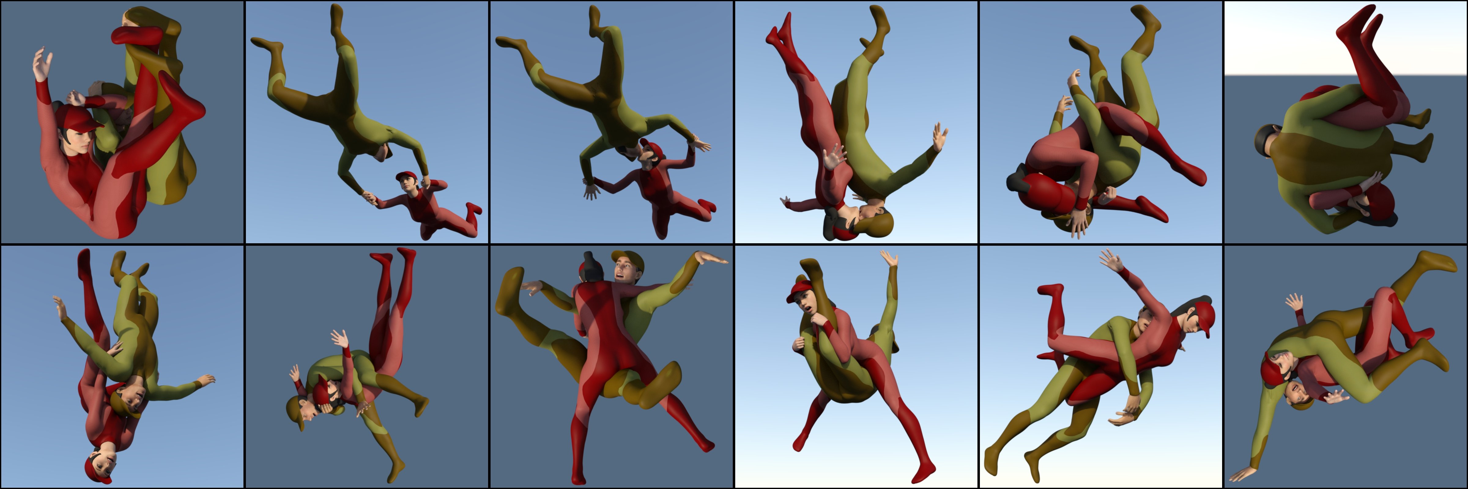 Falling Together Poses for Genesis 8 Falling Together Poses for Genesis 8 by: atrilliongames, 3D Models by Daz 3D