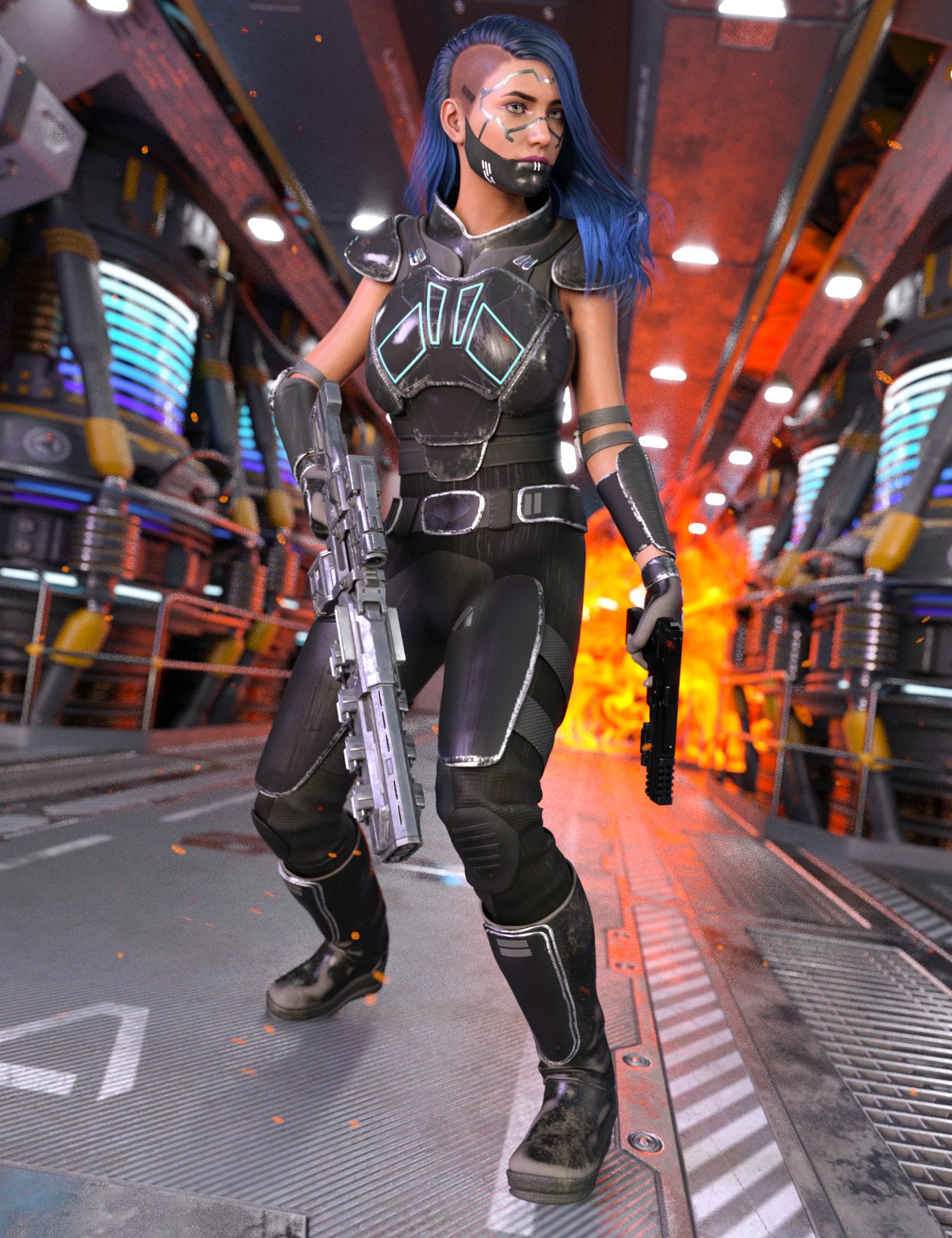 Sci-Fi Rebel Soldier Outfit for Genesis 8 Females by: Yura, 3D Models by Daz 3D