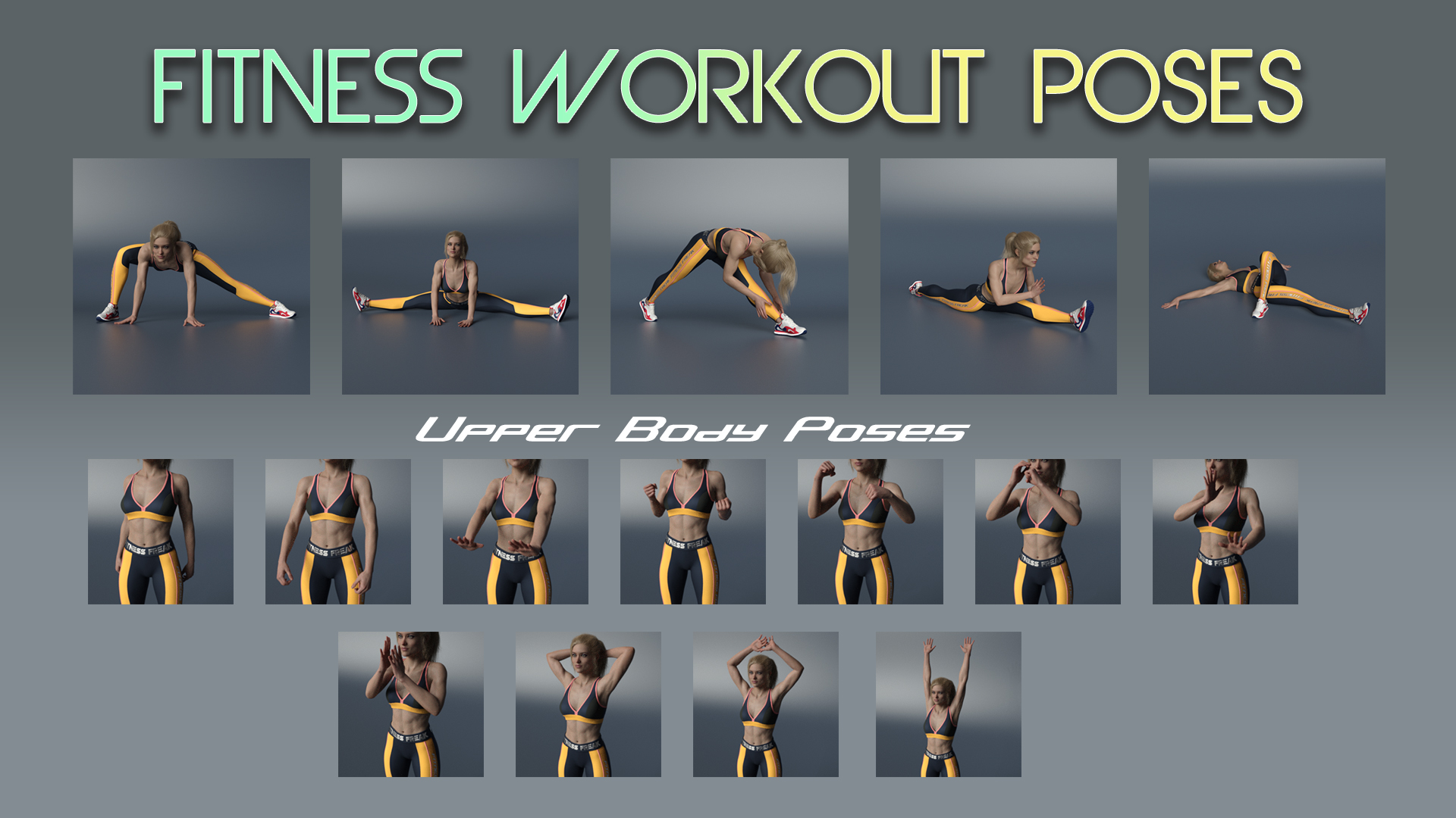 S3D Fitness Workout Poses S3D Fitness Workout Poses by: Slide3D, 3D Models by Daz 3D