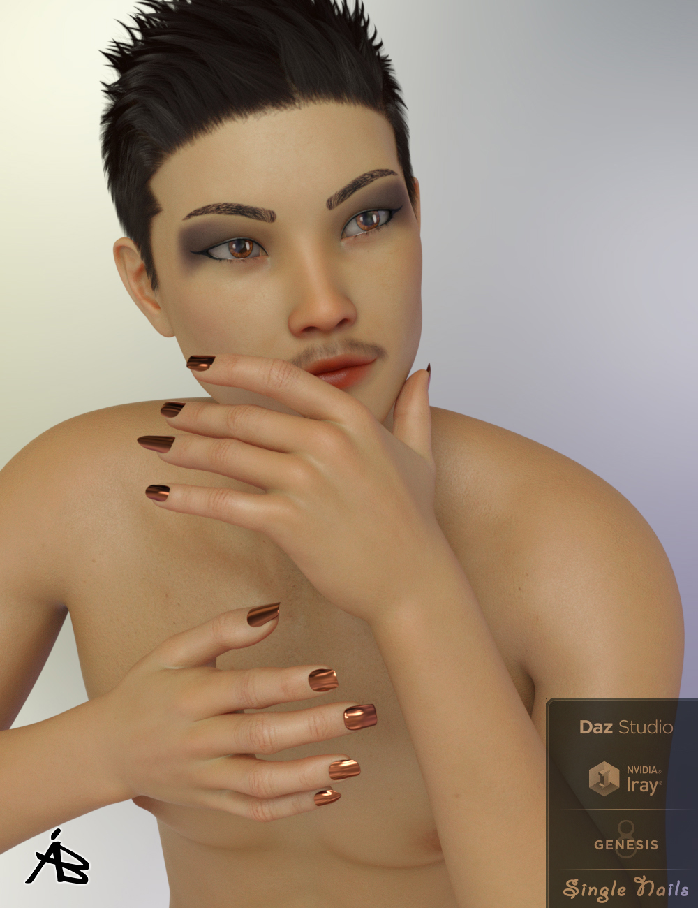 AB Single Nails for Genesis 8 Male by: AuraBianca, 3D Models by Daz 3D