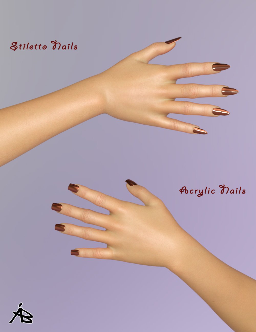 AB Single Nails for Genesis 8 Male by: AuraBianca, 3D Models by Daz 3D