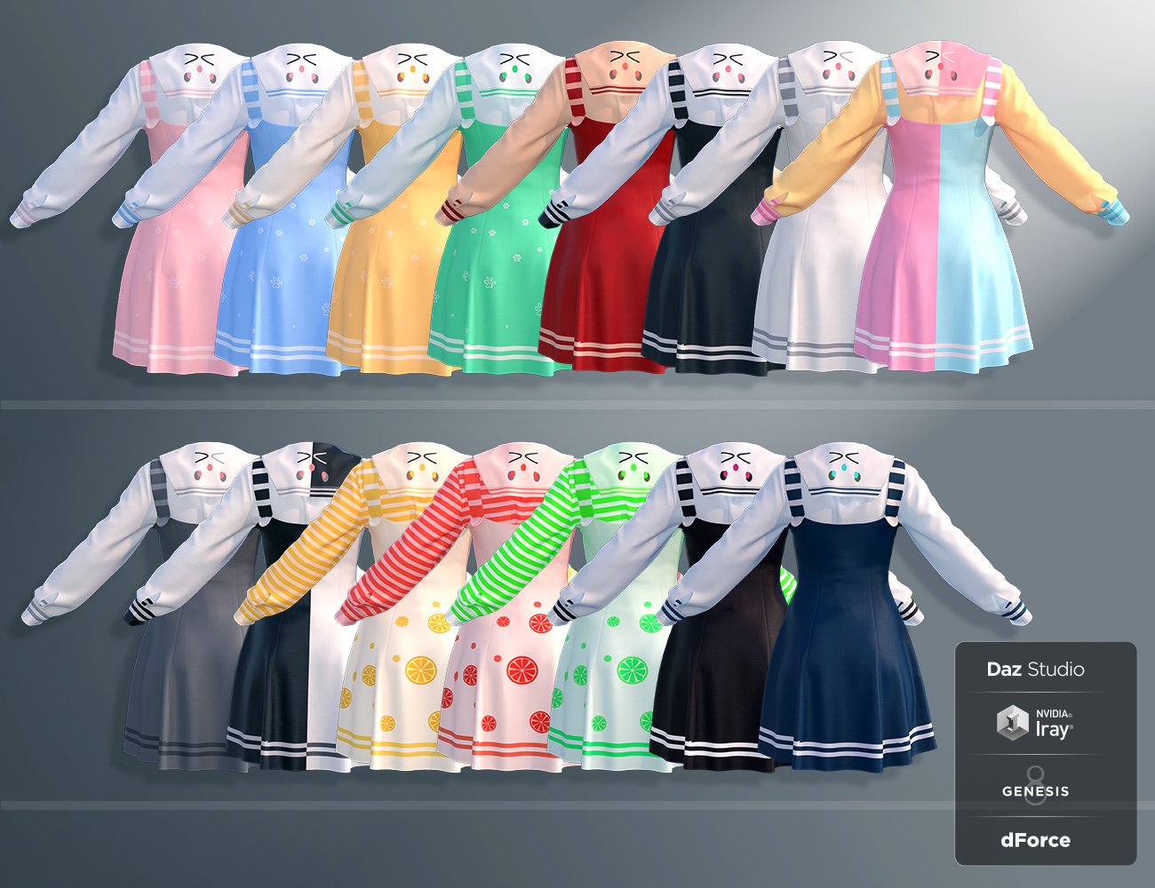 dForce SY Cute Suspender Skirt for Genesis 8 Females by: Sue Yee, 3D Models by Daz 3D