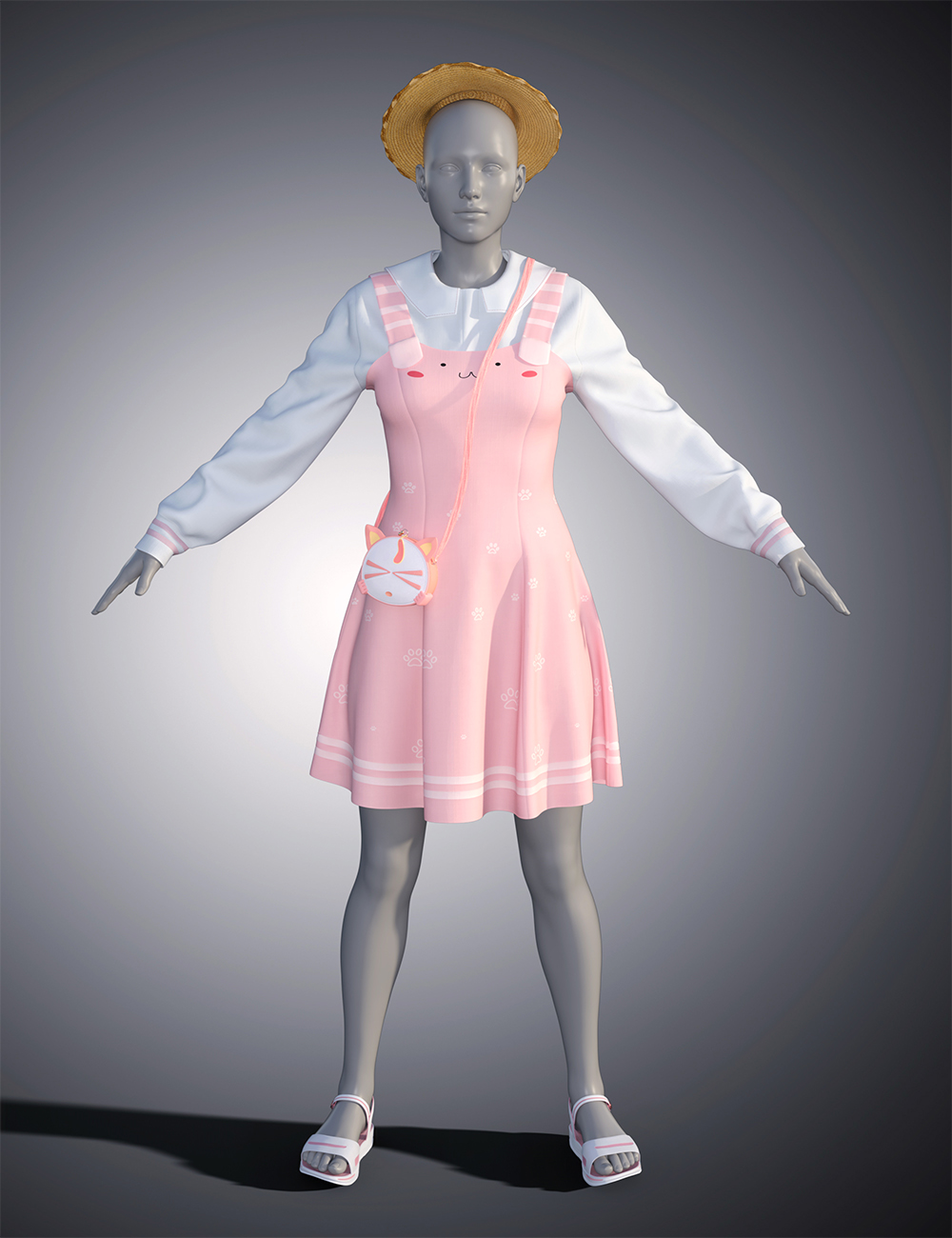 dForce SY Cute Suspender Skirt for Genesis 8 Females by: Sue Yee, 3D Models by Daz 3D