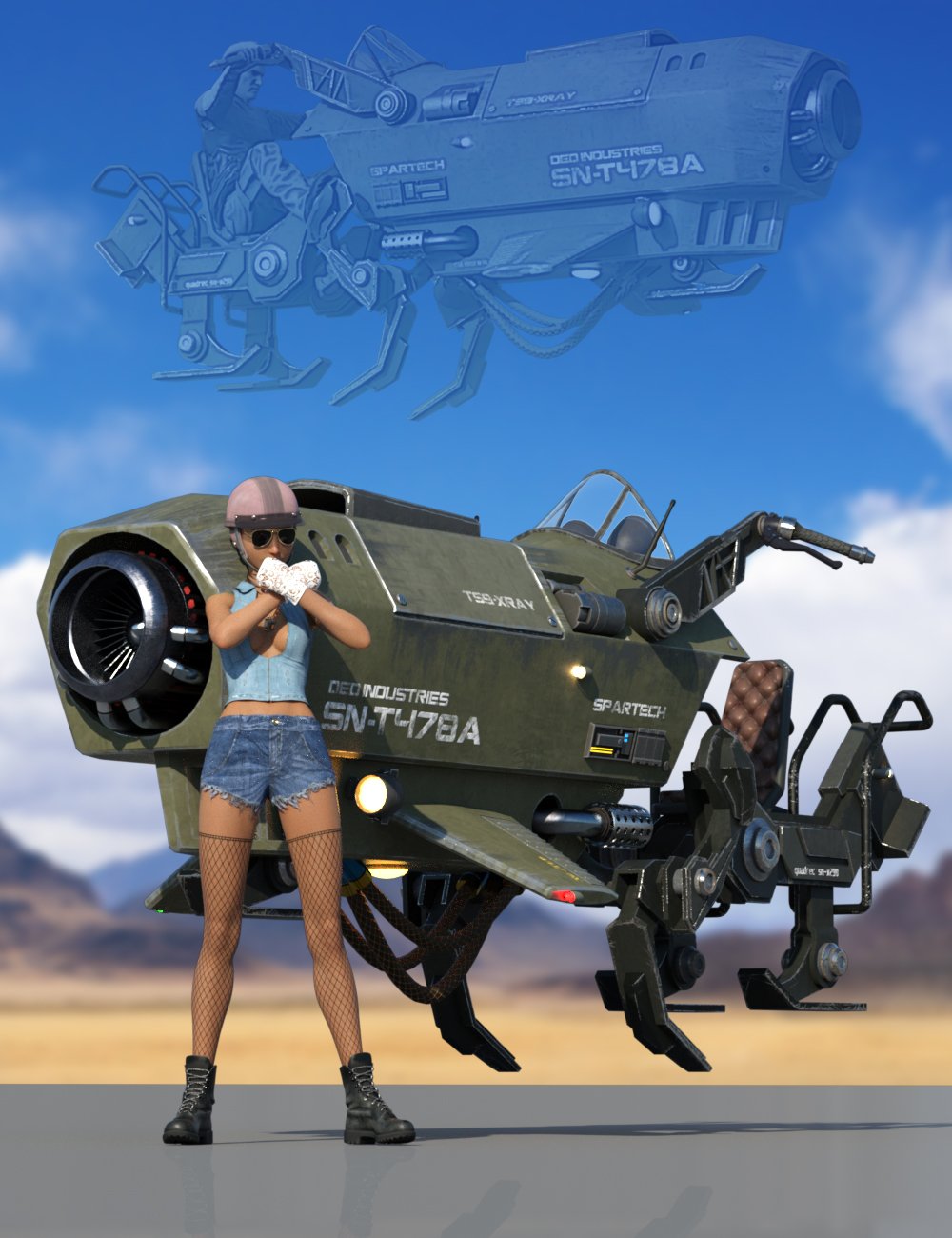 Sci-Fi Jumper Vehicle by: DarkEdgeDesign, 3D Models by Daz 3D