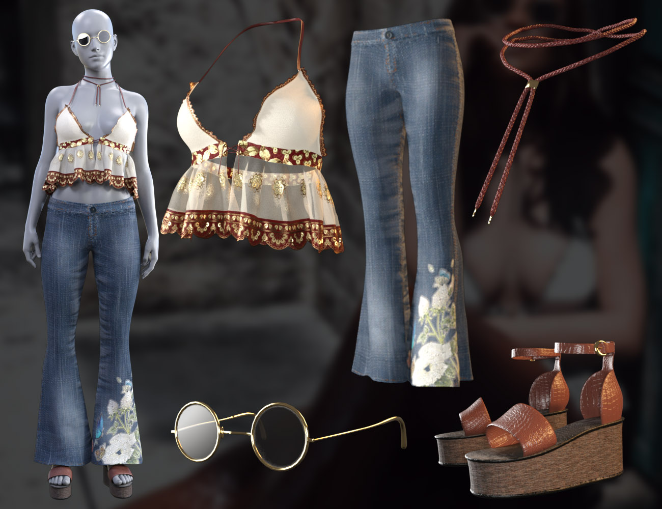 dForce CB Aycroft Clothing Set for Genesis 8 Females by: CynderBlue, 3D Models by Daz 3D