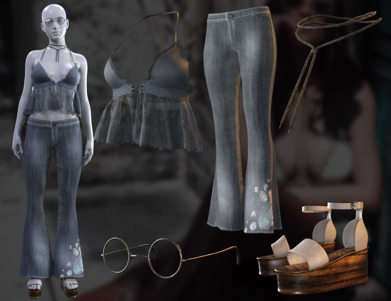 dForce CB Aycroft Clothing Set for Genesis 8 Females by: CynderBlue, 3D Models by Daz 3D